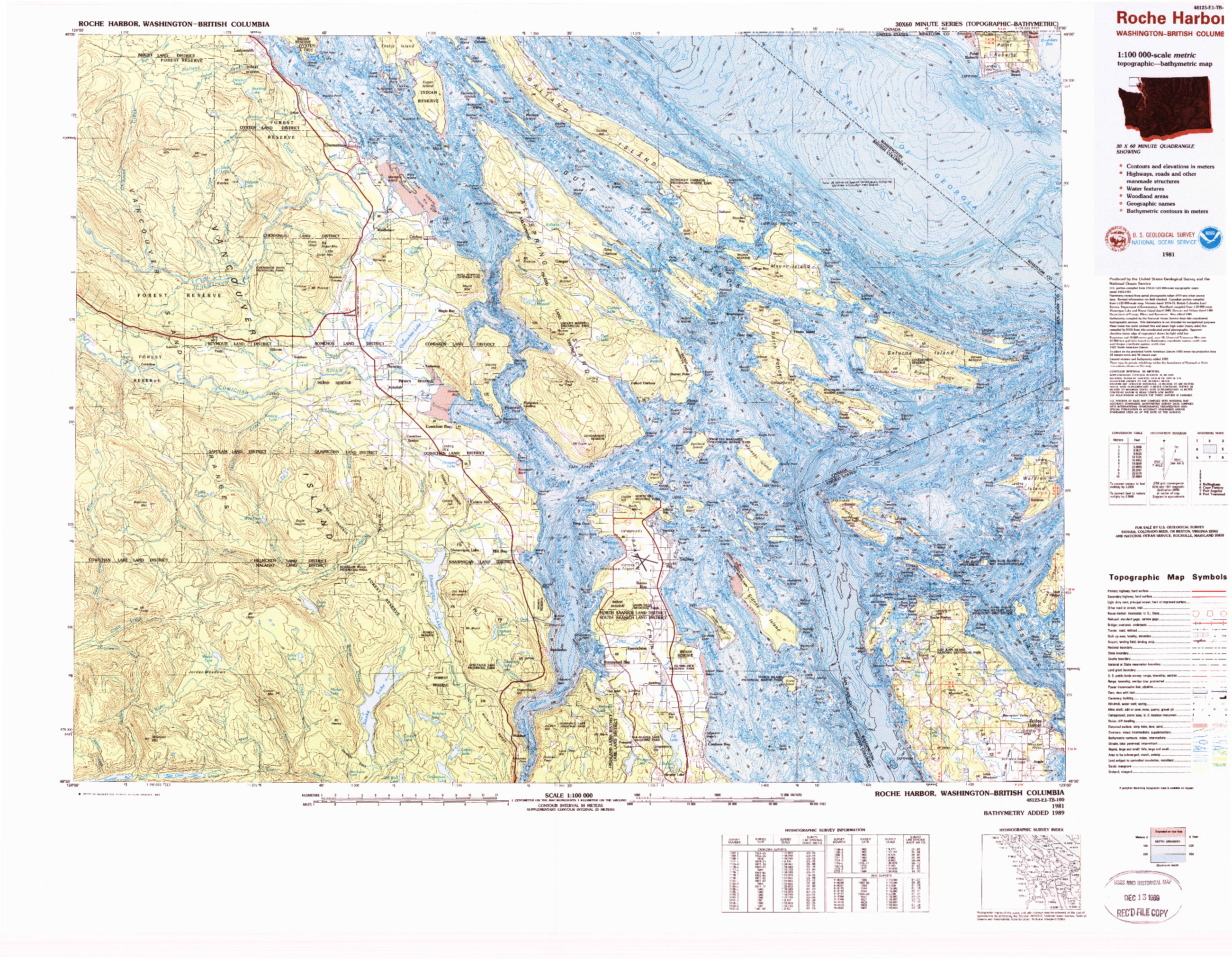 USGS 1:100000-SCALE QUADRANGLE FOR ROCHE HARBOR, WA 1981