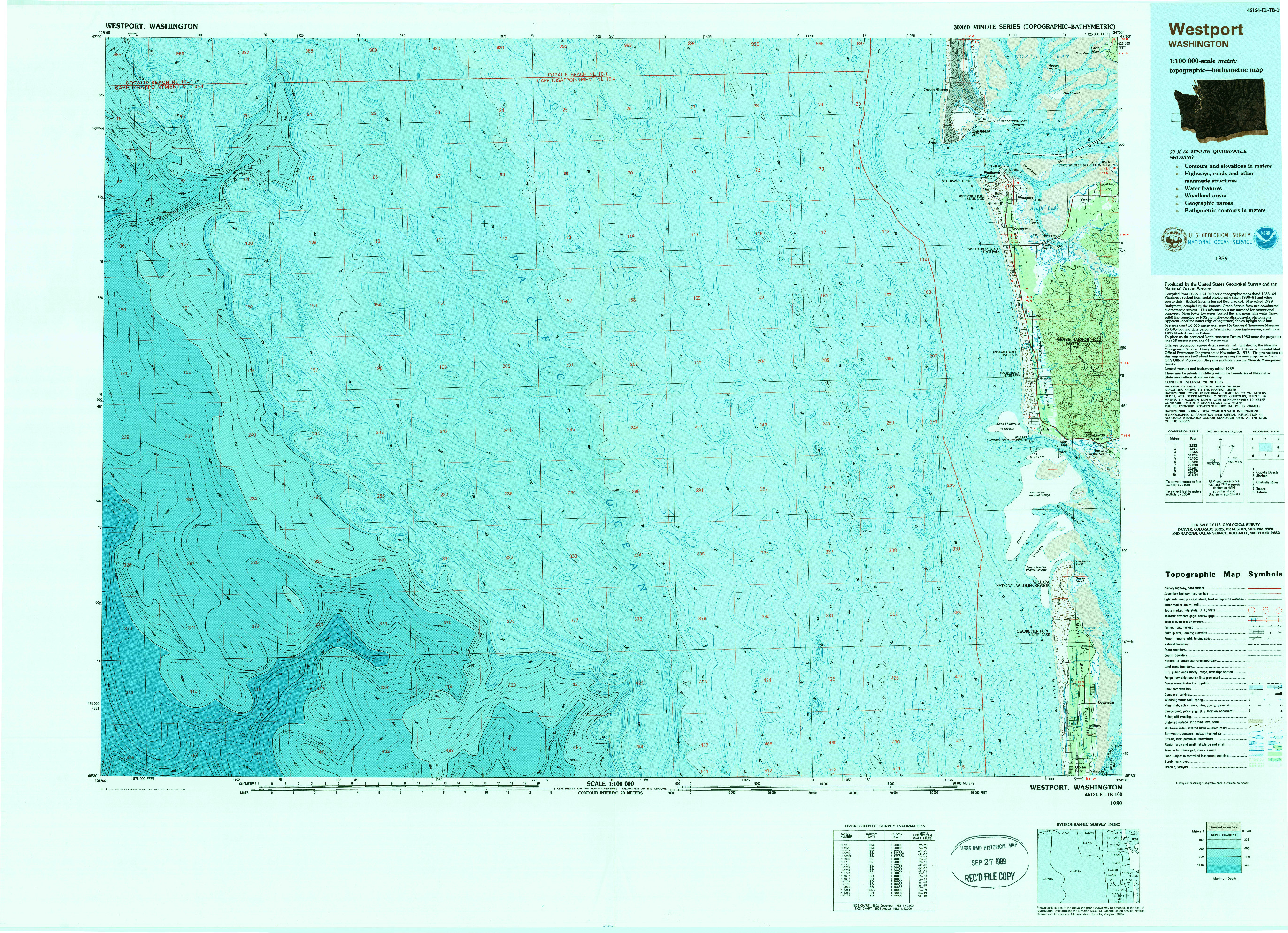 USGS 1:100000-SCALE QUADRANGLE FOR WESTPORT, WA 1989