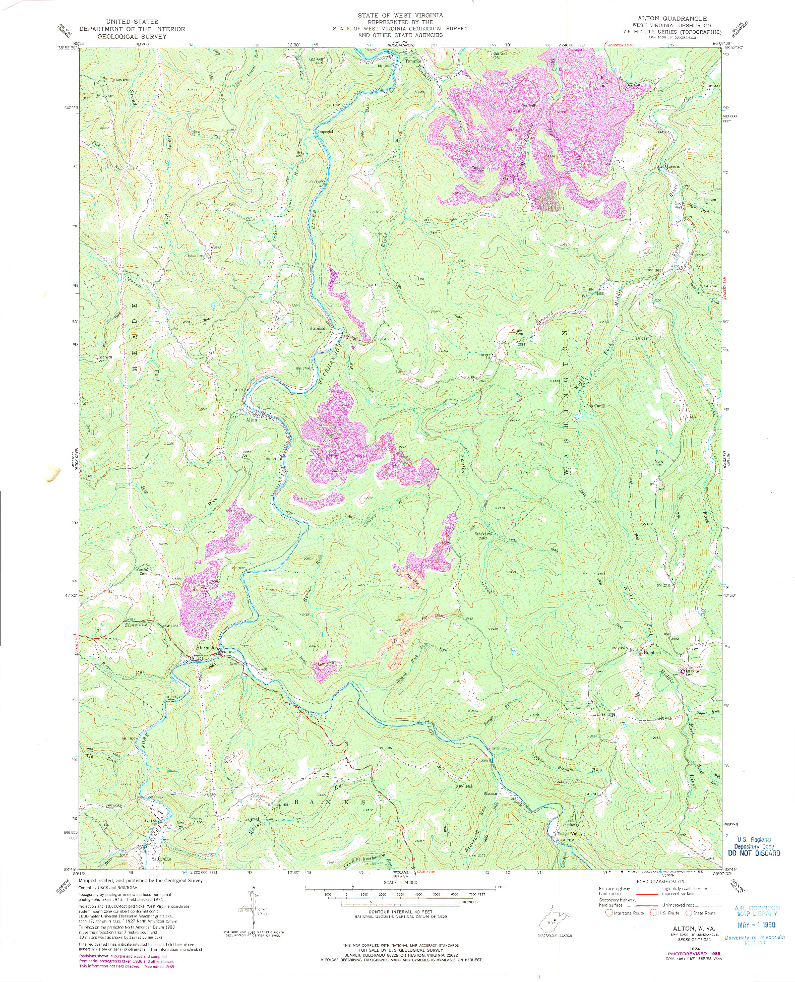 USGS 1:24000-SCALE QUADRANGLE FOR ALTON, WV 1974