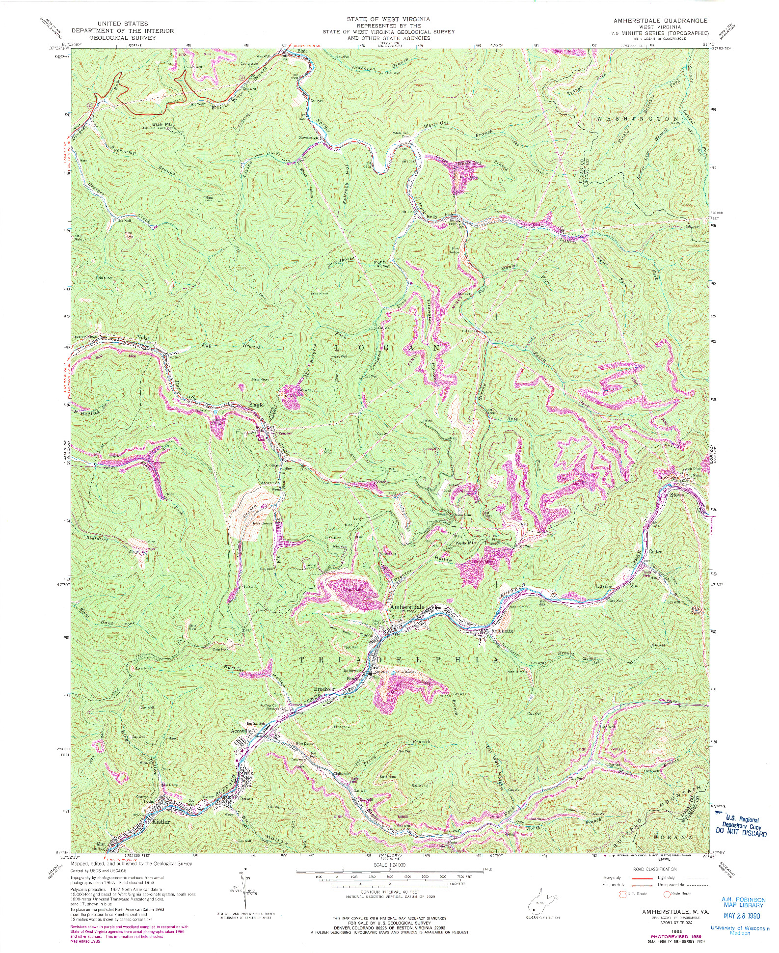 USGS 1:24000-SCALE QUADRANGLE FOR AMHERSTDALE, WV 1963