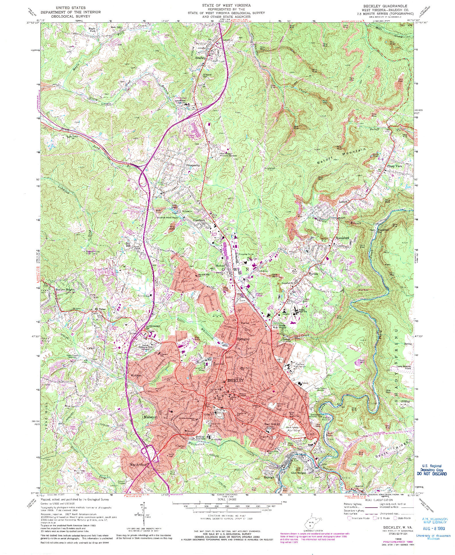 USGS 1:24000-SCALE QUADRANGLE FOR BECKLEY, WV 1969