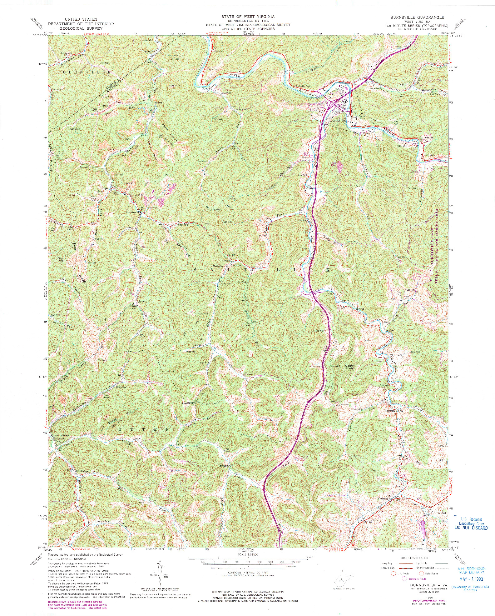 USGS 1:24000-SCALE QUADRANGLE FOR BURNSVILLE, WV 1965
