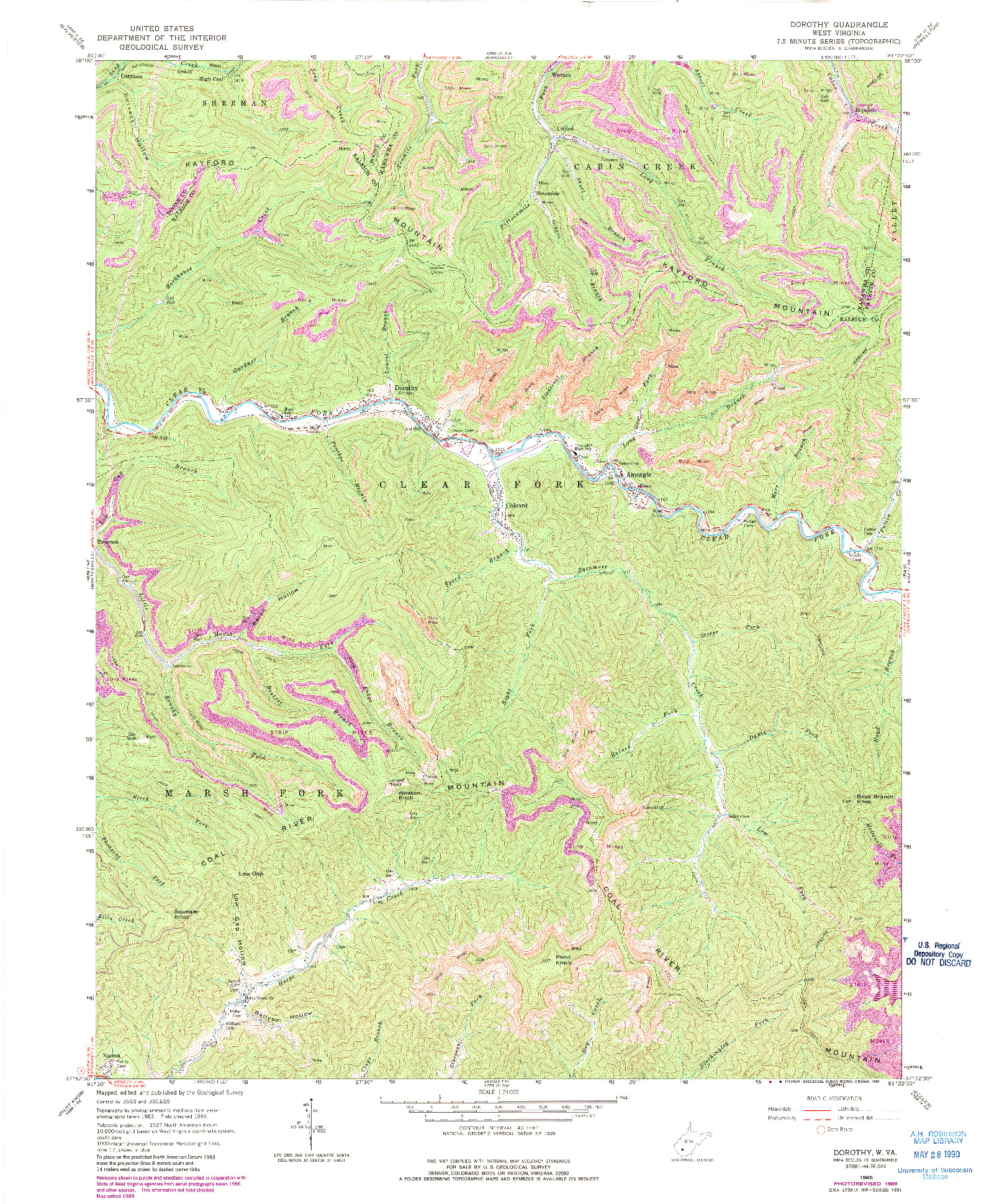 USGS 1:24000-SCALE QUADRANGLE FOR DOROTHY, WV 1965