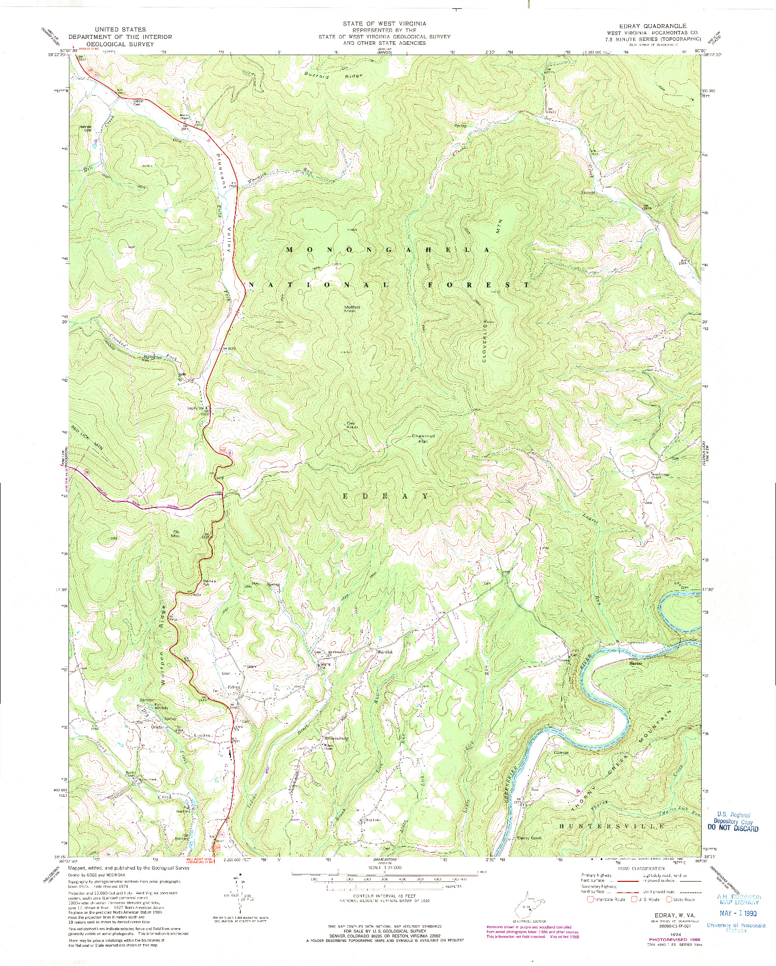 USGS 1:24000-SCALE QUADRANGLE FOR EDRAY, WV 1974