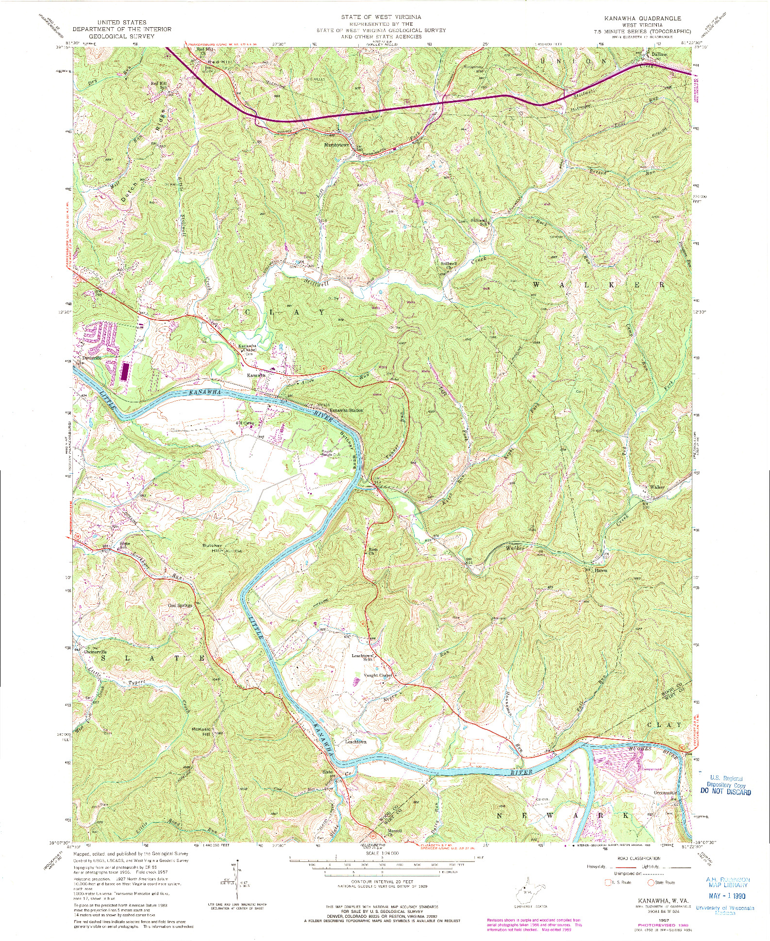 USGS 1:24000-SCALE QUADRANGLE FOR KANAWHA, WV 1957