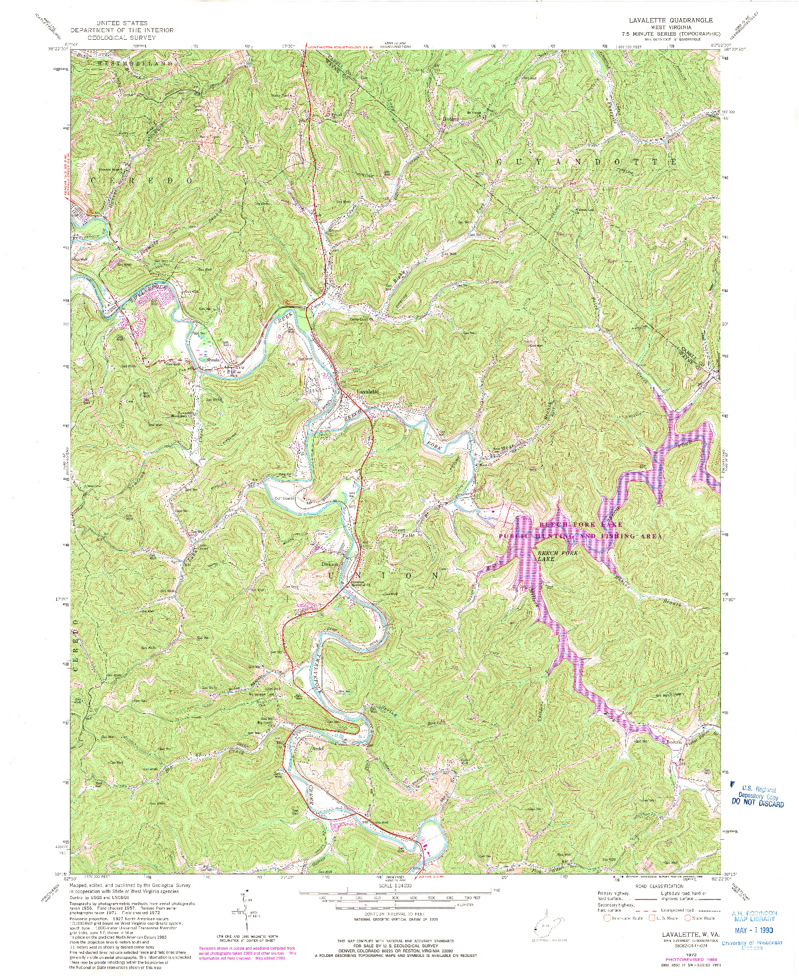 USGS 1:24000-SCALE QUADRANGLE FOR LAVALETTE, WV 1972