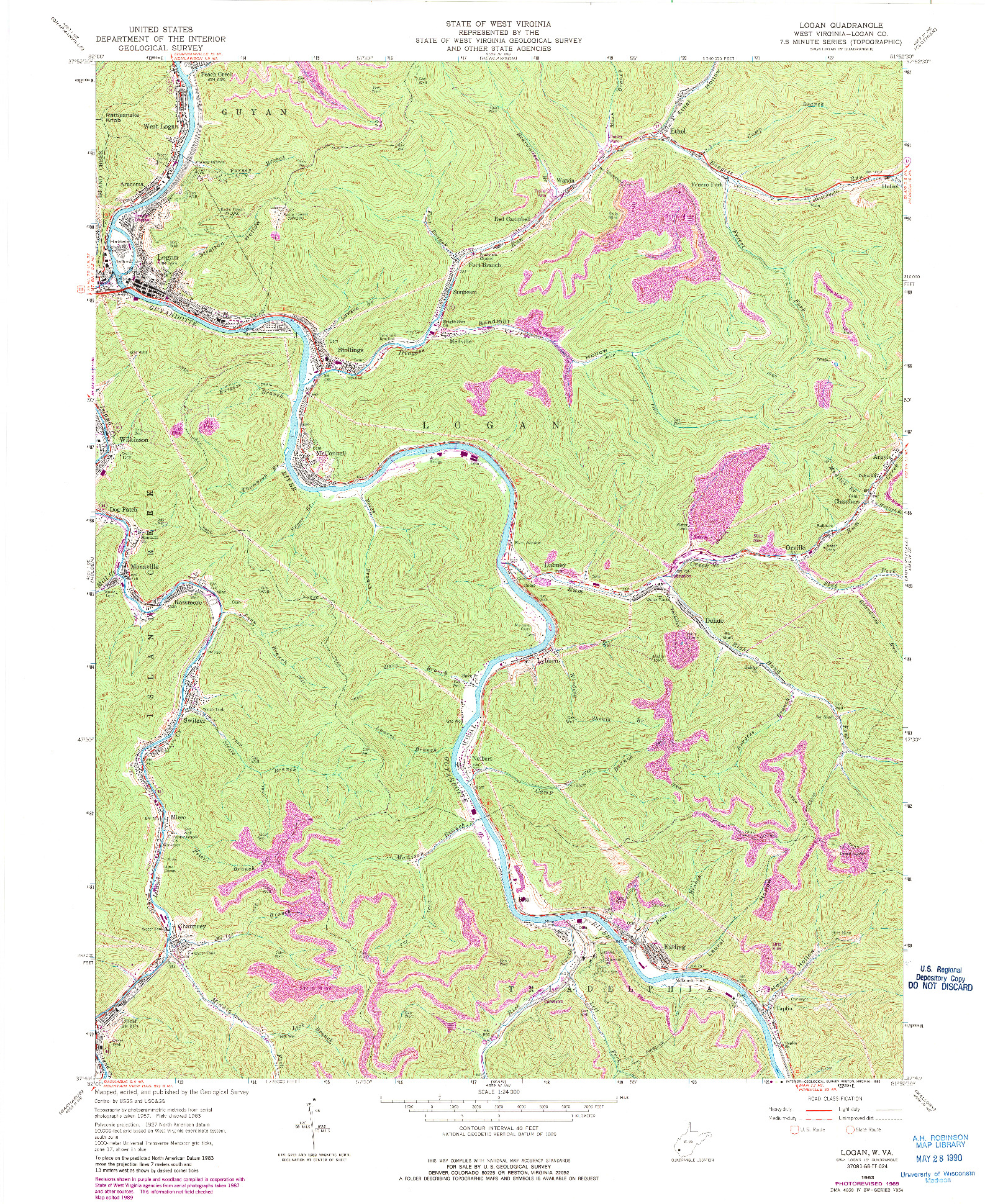USGS 1:24000-SCALE QUADRANGLE FOR LOGAN, WV 1963
