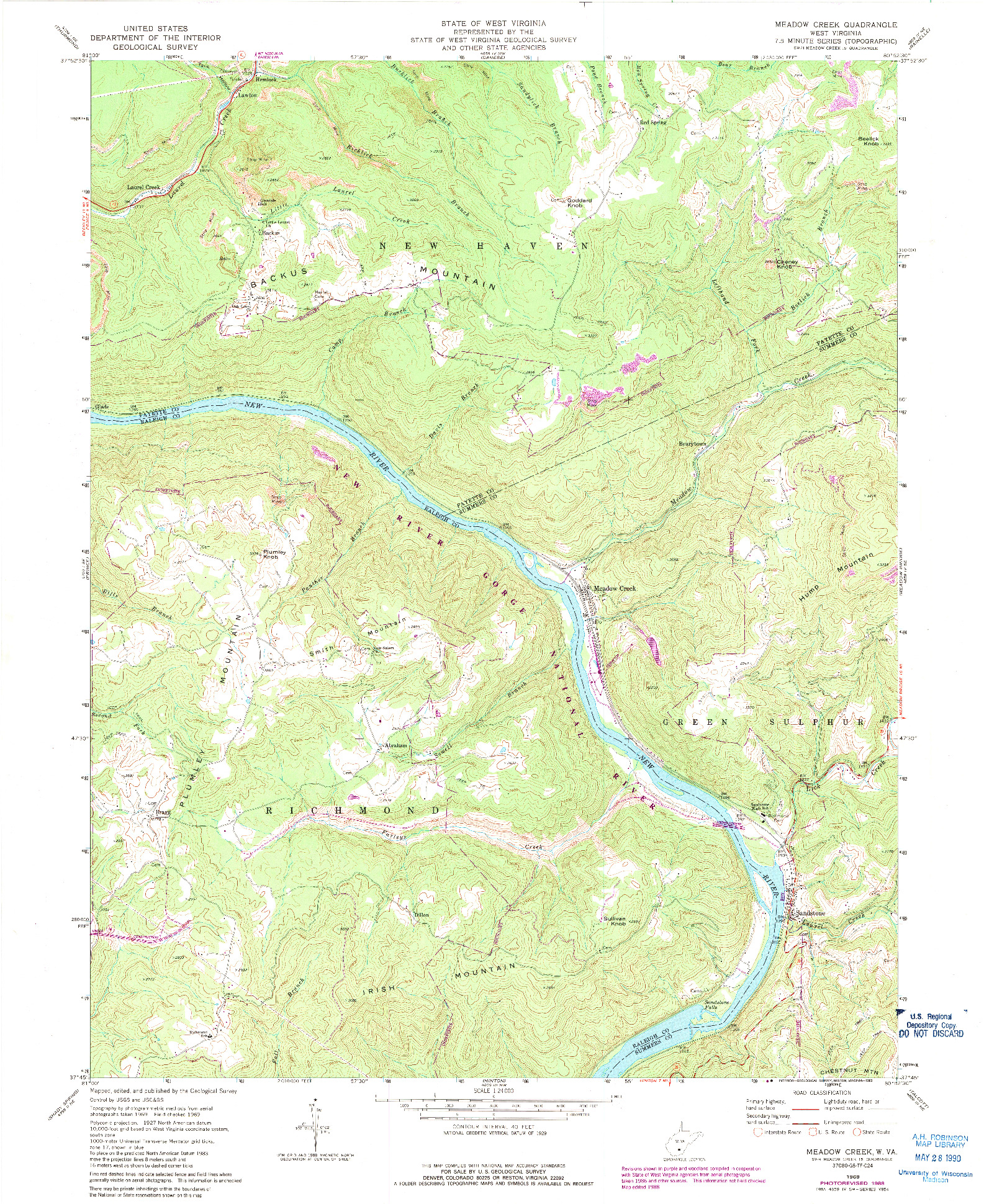USGS 1:24000-SCALE QUADRANGLE FOR MEADOW CREEK, WV 1969