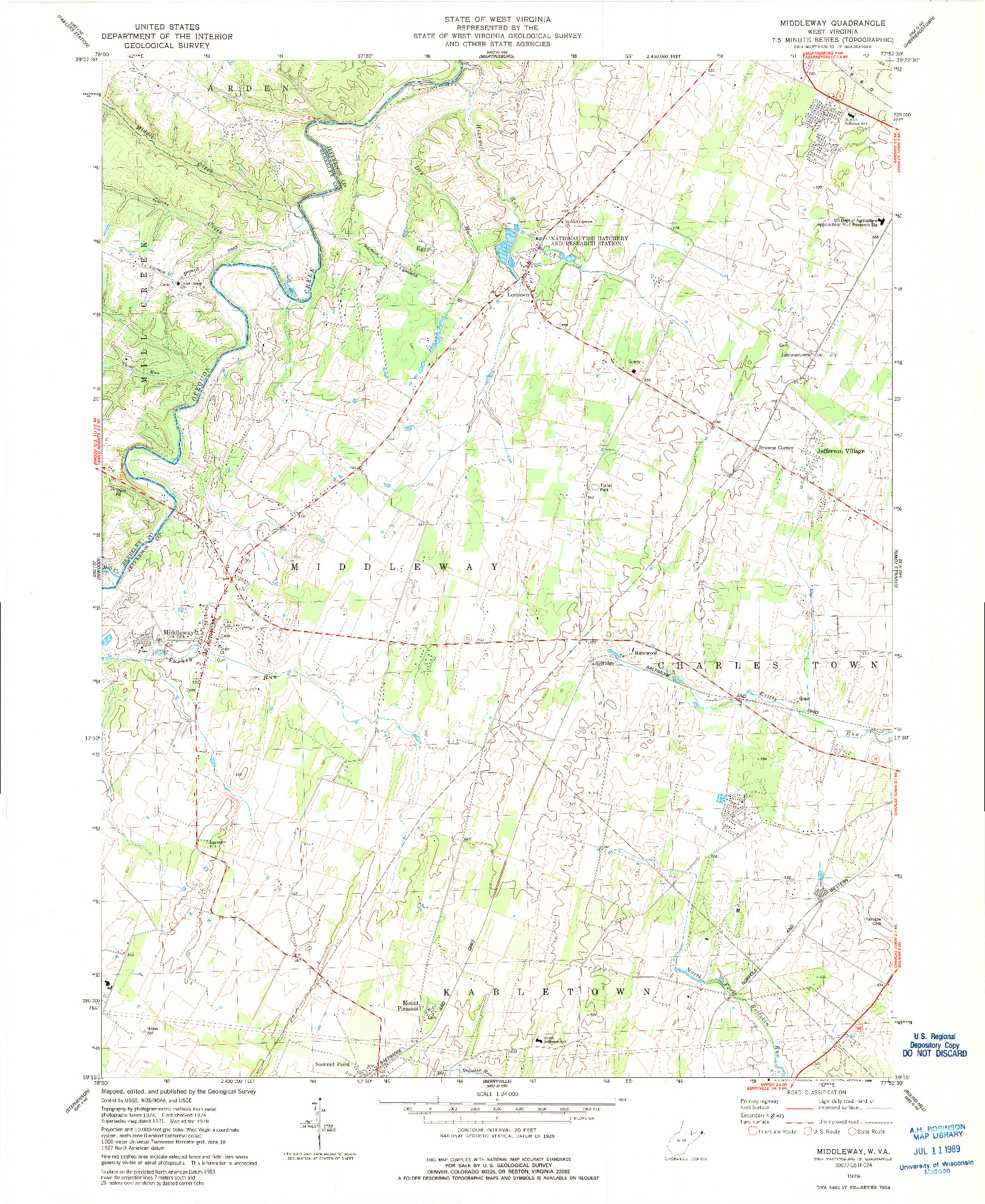 USGS 1:24000-SCALE QUADRANGLE FOR MIDDLEWAY, WV 1978