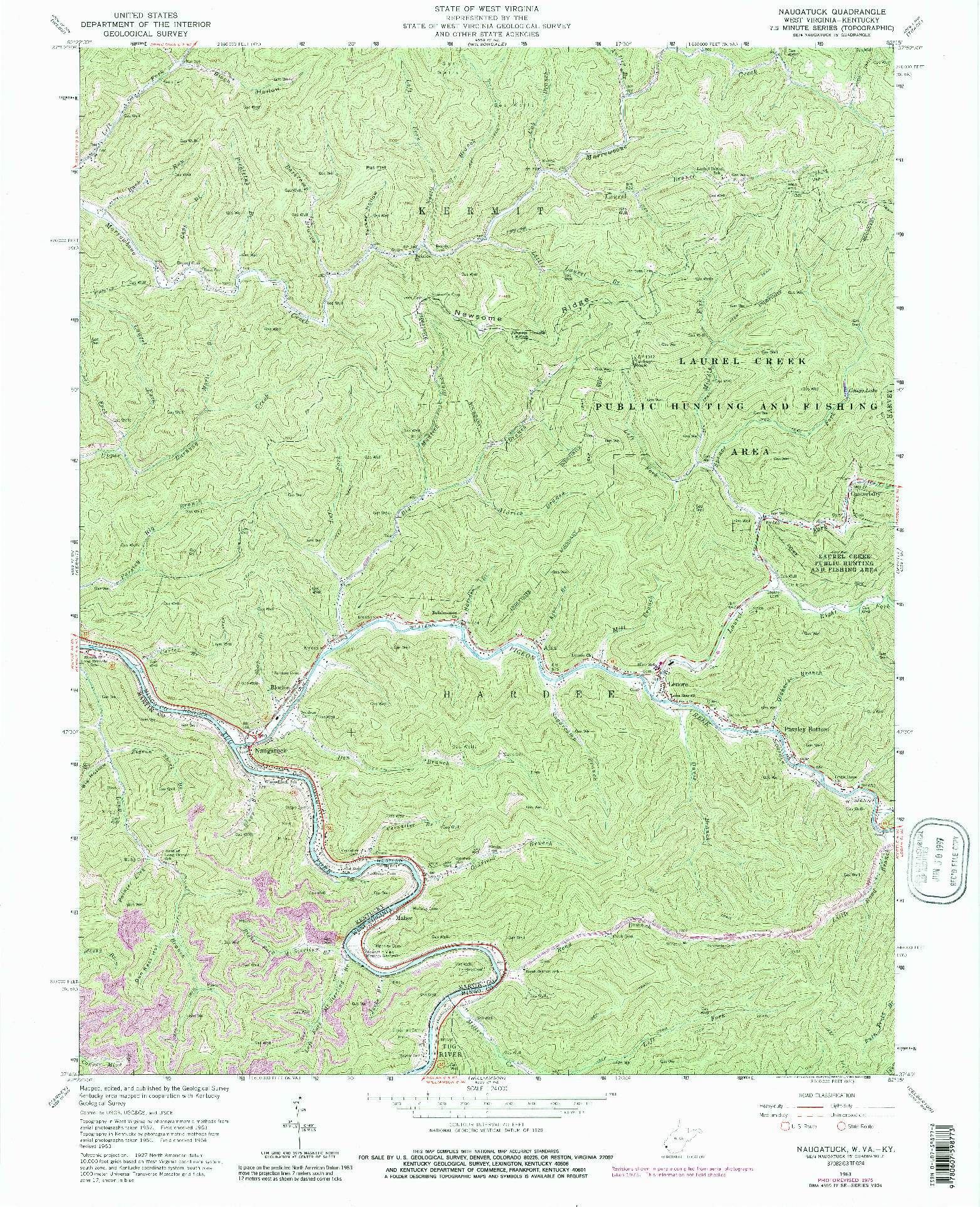 USGS 1:24000-SCALE QUADRANGLE FOR NAUGATUCK, WV 1963