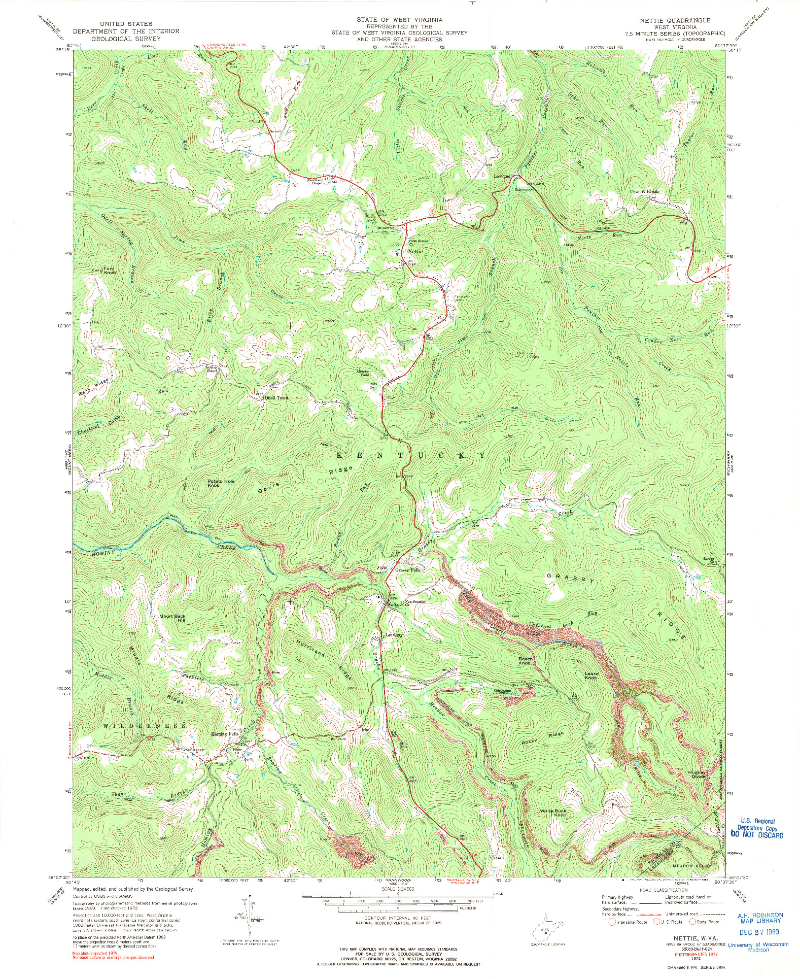 USGS 1:24000-SCALE QUADRANGLE FOR NETTIE, WV 1972
