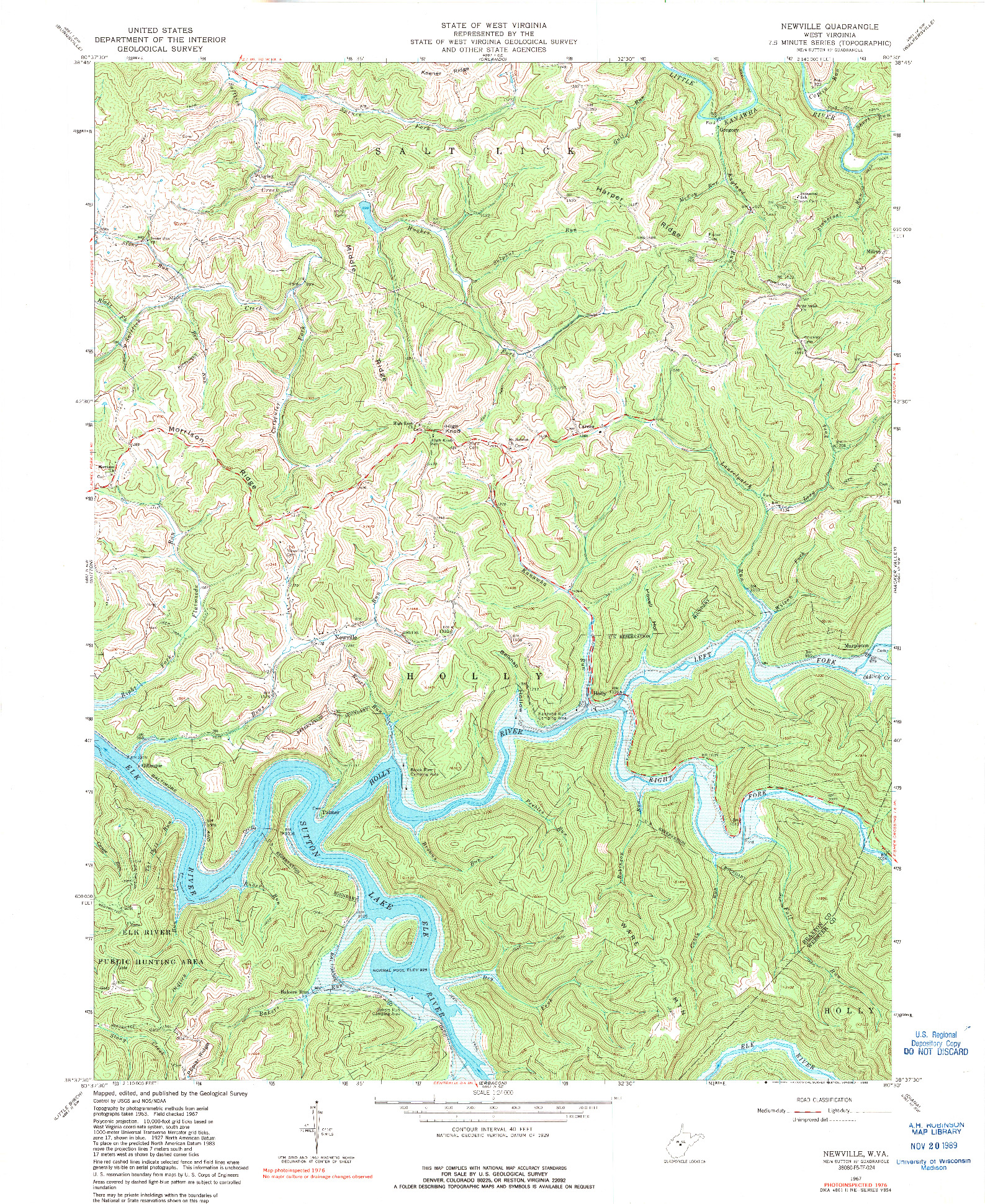 USGS 1:24000-SCALE QUADRANGLE FOR NEWVILLE, WV 1967