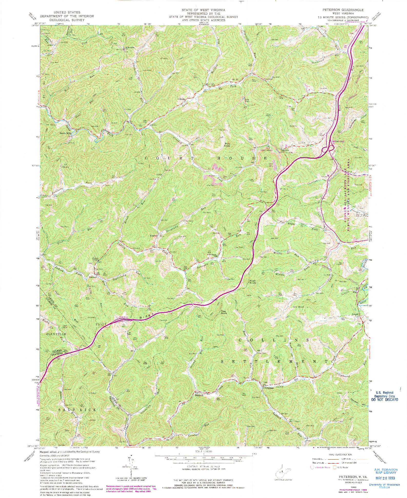 USGS 1:24000-SCALE QUADRANGLE FOR PETERSON, WV 1966