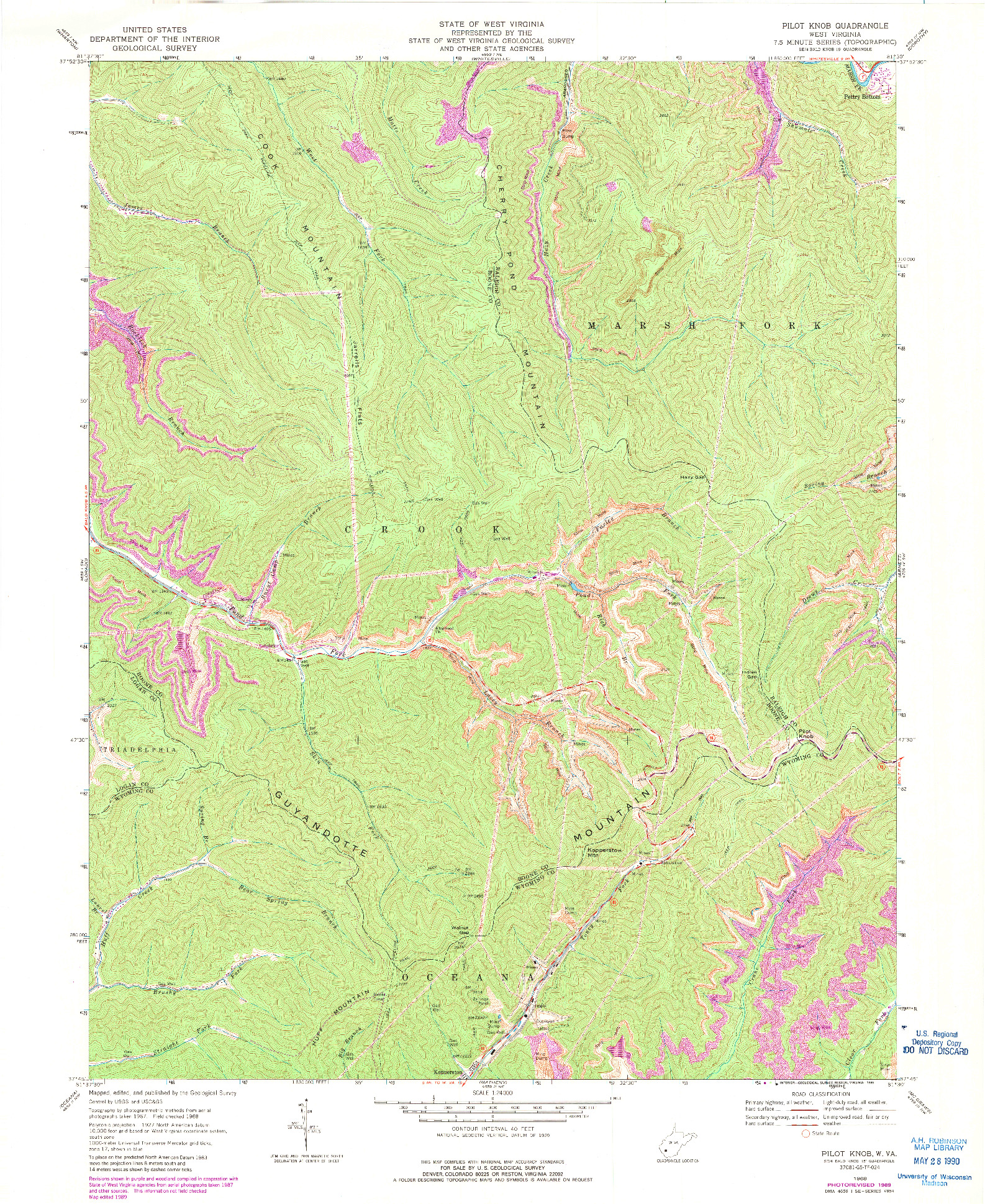 USGS 1:24000-SCALE QUADRANGLE FOR PILOT KNOB, WV 1968