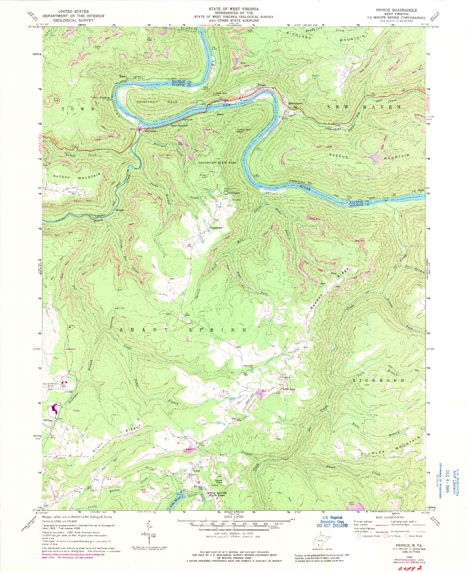 USGS 1:24000-SCALE QUADRANGLE FOR PRINCE, WV 1969