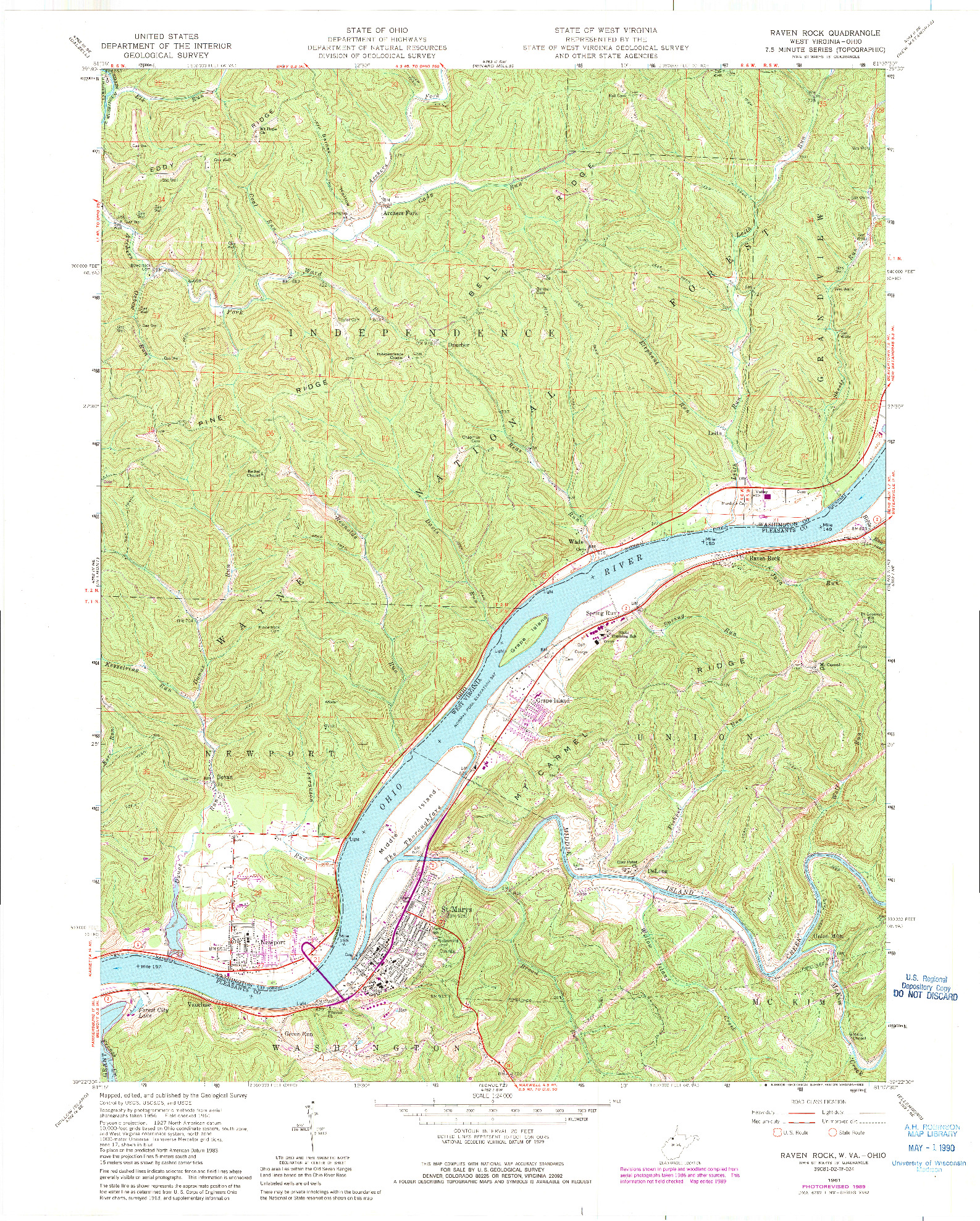 USGS 1:24000-SCALE QUADRANGLE FOR RAVEN ROCK, WV 1961