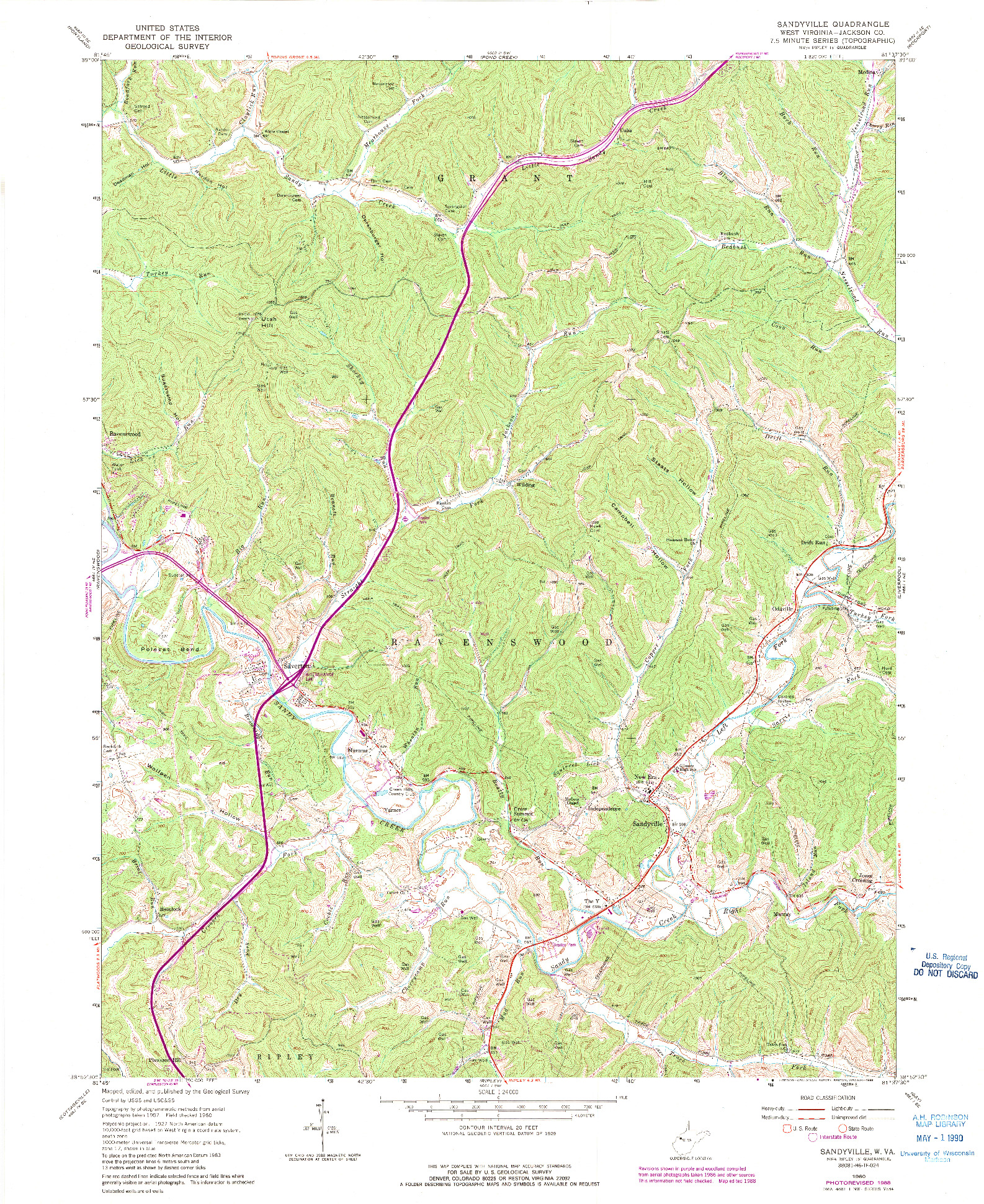 USGS 1:24000-SCALE QUADRANGLE FOR SANDYVILLE, WV 1960