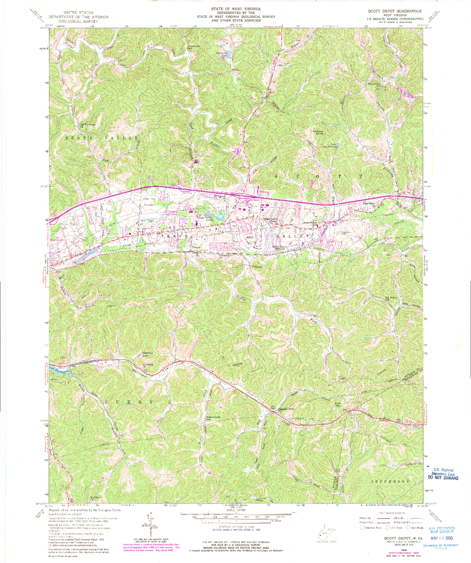 USGS 1:24000-SCALE QUADRANGLE FOR SCOTT DEPOT, WV 1958