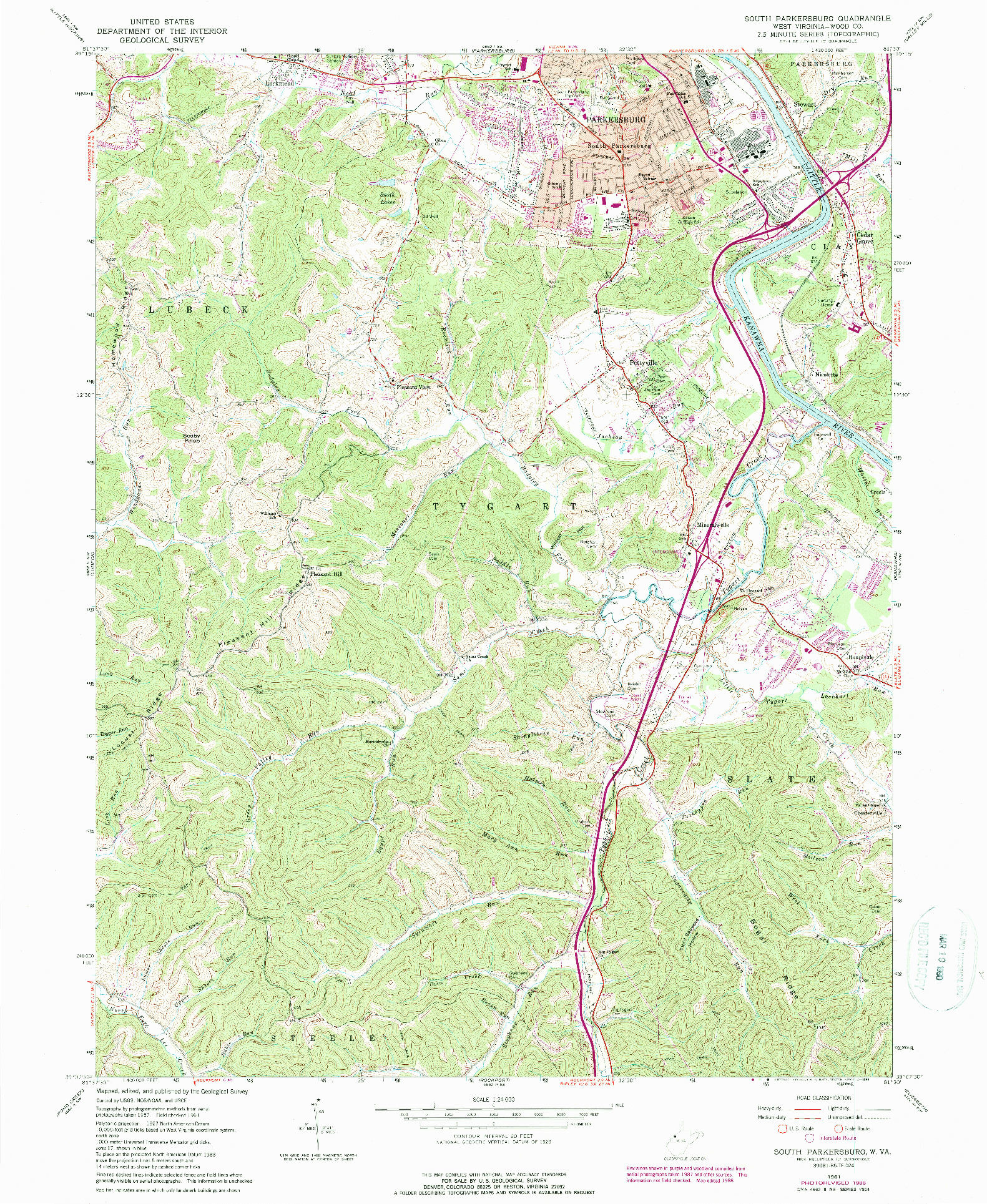 USGS 1:24000-SCALE QUADRANGLE FOR SOUTH PARKERSBURG, WV 1961