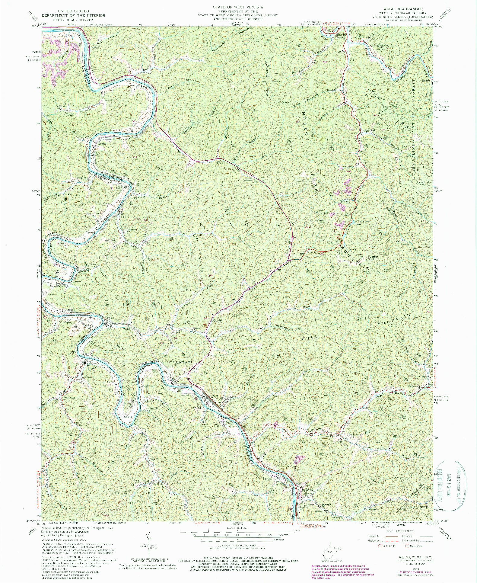 USGS 1:24000-SCALE QUADRANGLE FOR WEBB, WV 1963