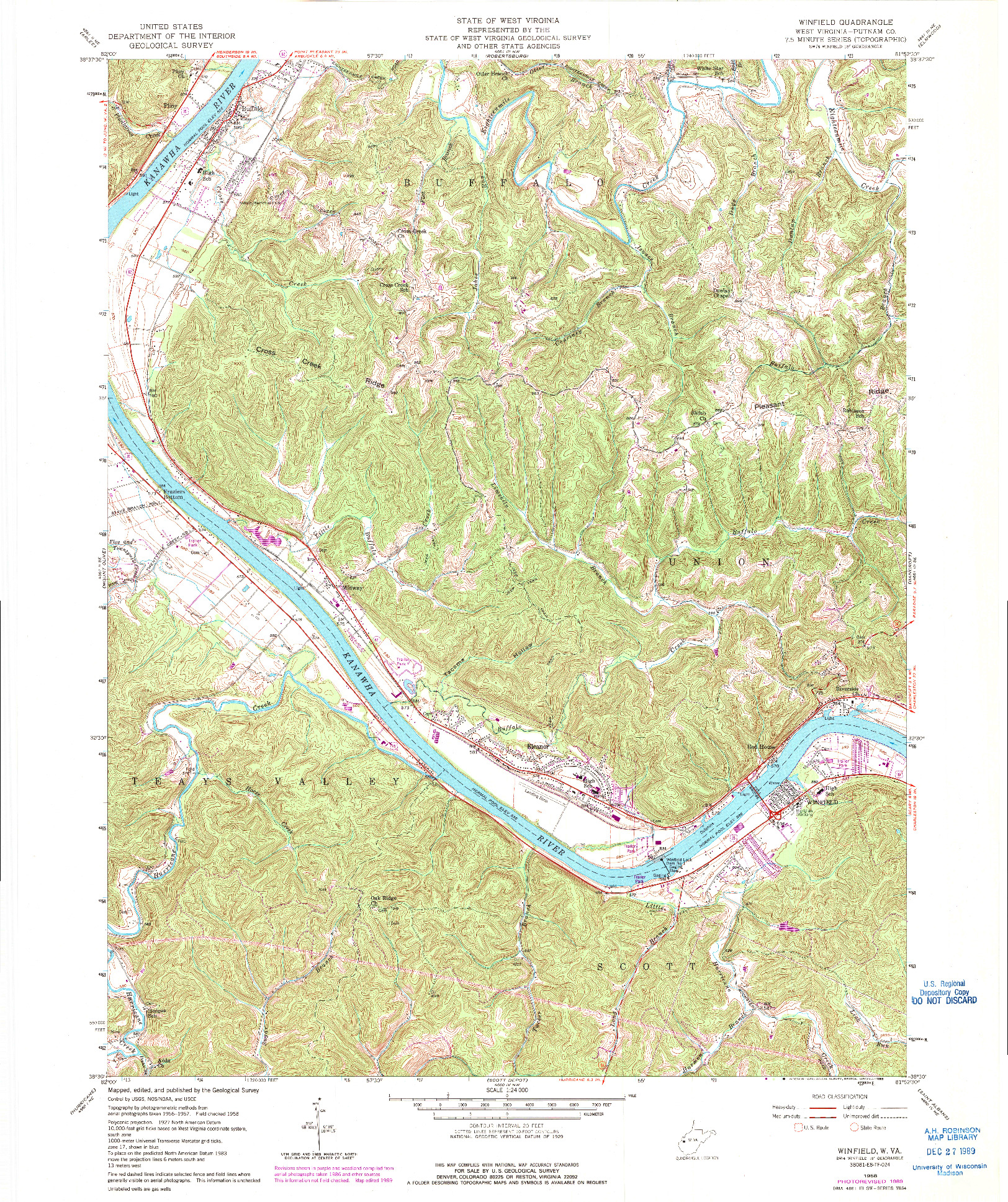 USGS 1:24000-SCALE QUADRANGLE FOR WINFIELD, WV 1958