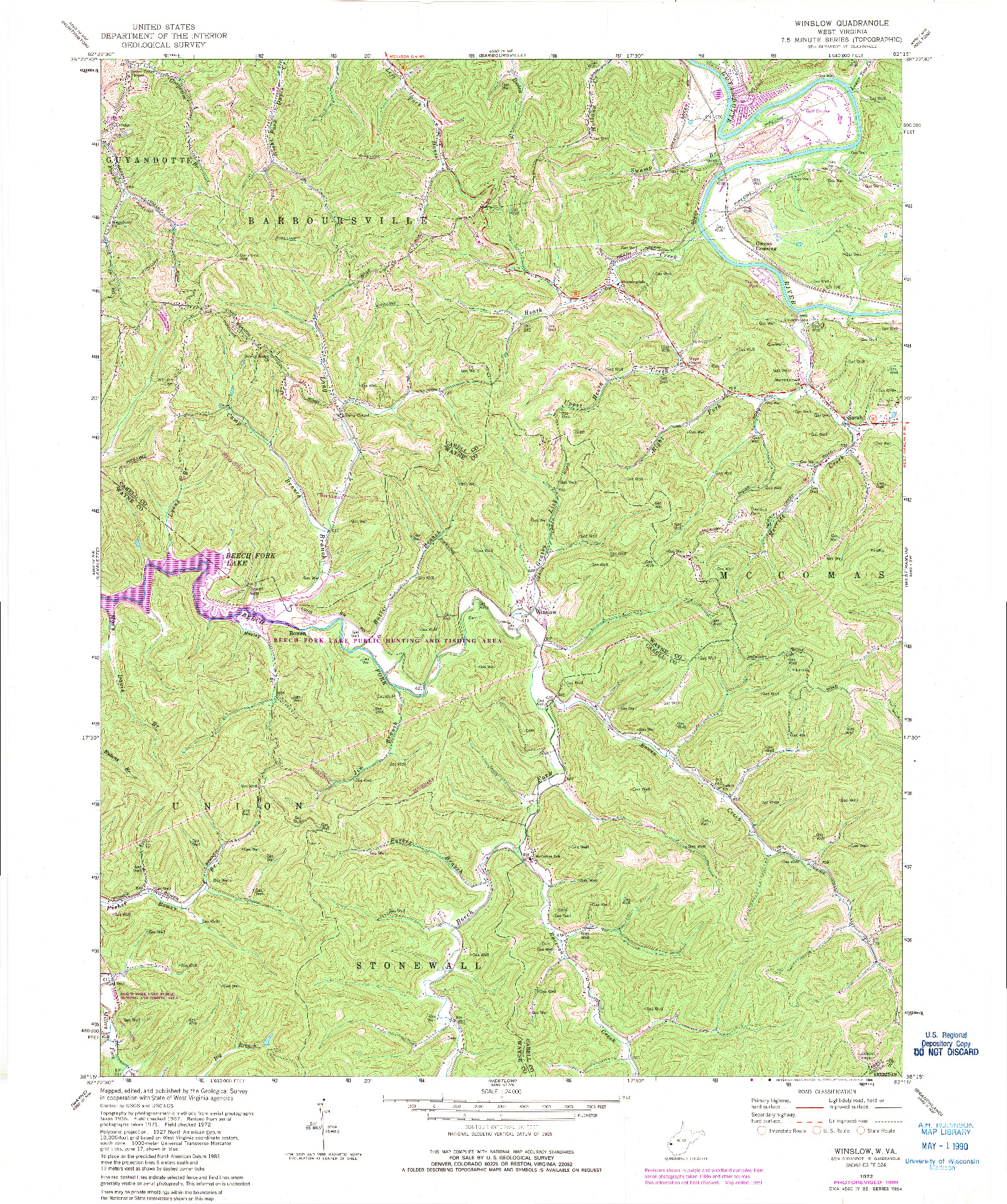 USGS 1:24000-SCALE QUADRANGLE FOR WINSLOW, WV 1972