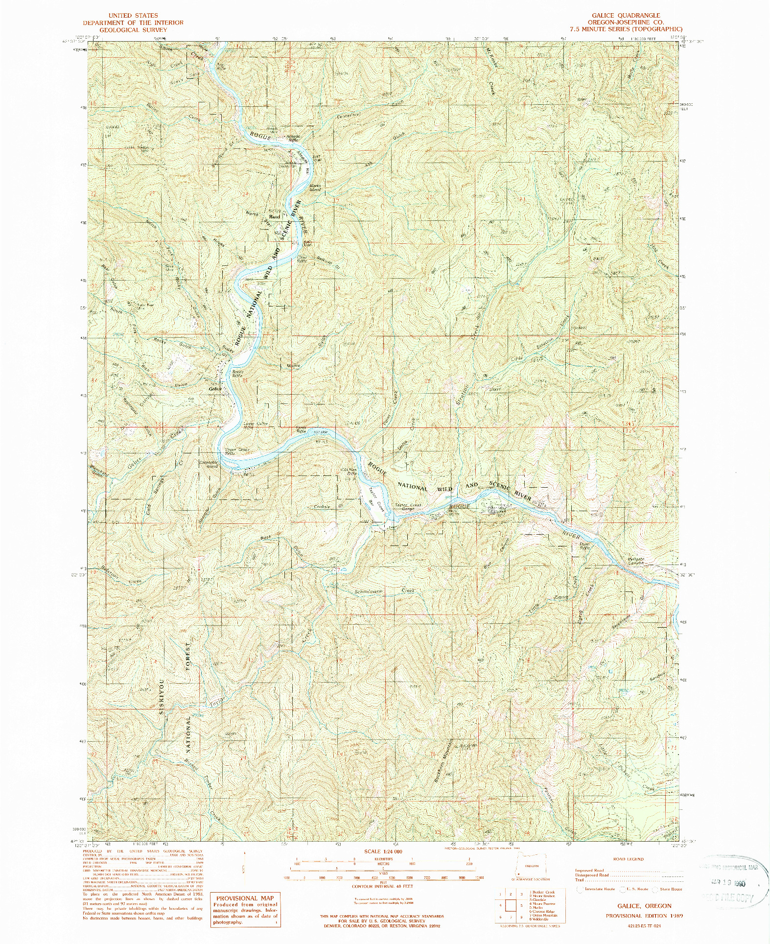 USGS 1:24000-SCALE QUADRANGLE FOR GALICE, OR 1989