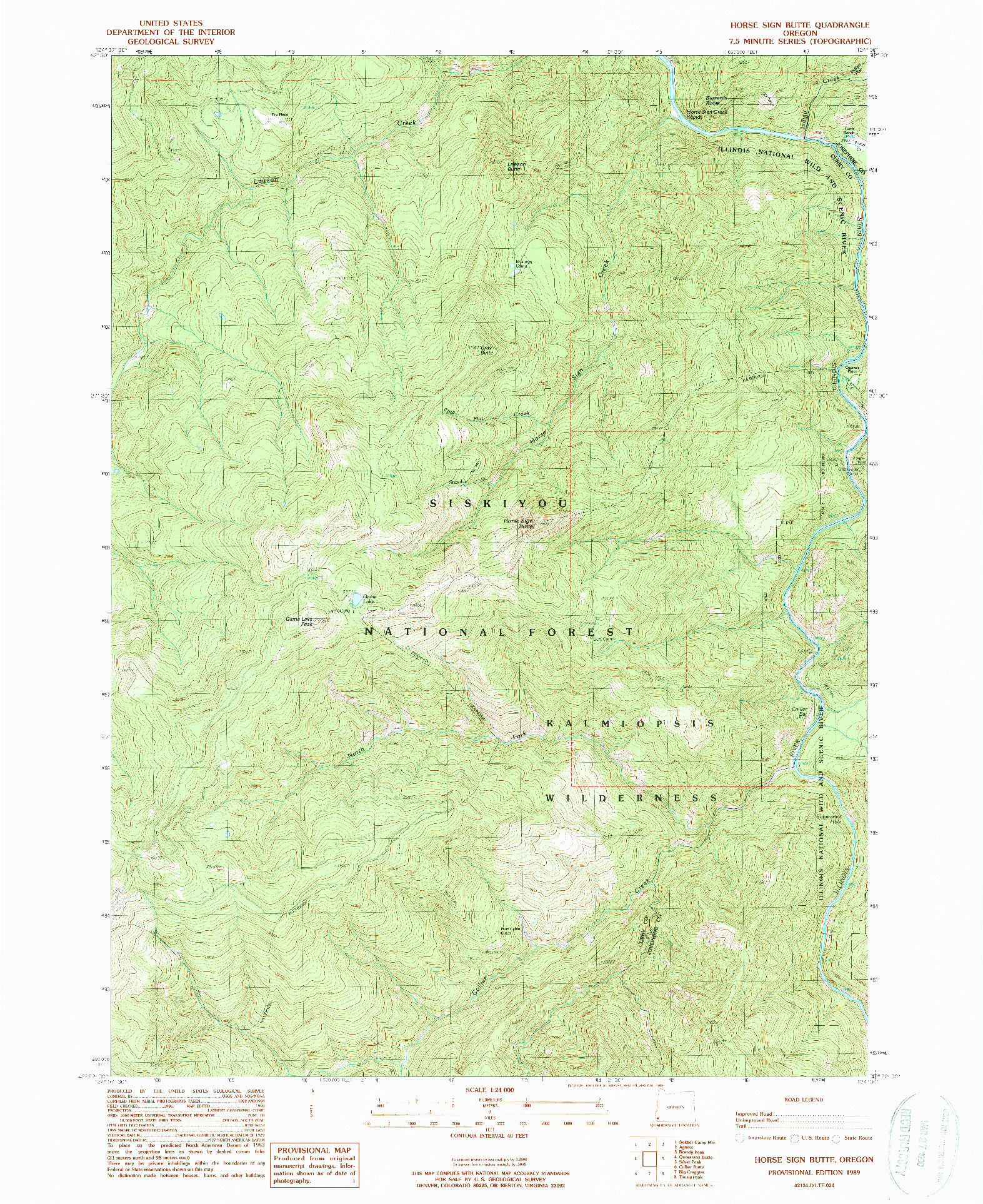 USGS 1:24000-SCALE QUADRANGLE FOR HORSE SIGN BUTTE, OR 1989