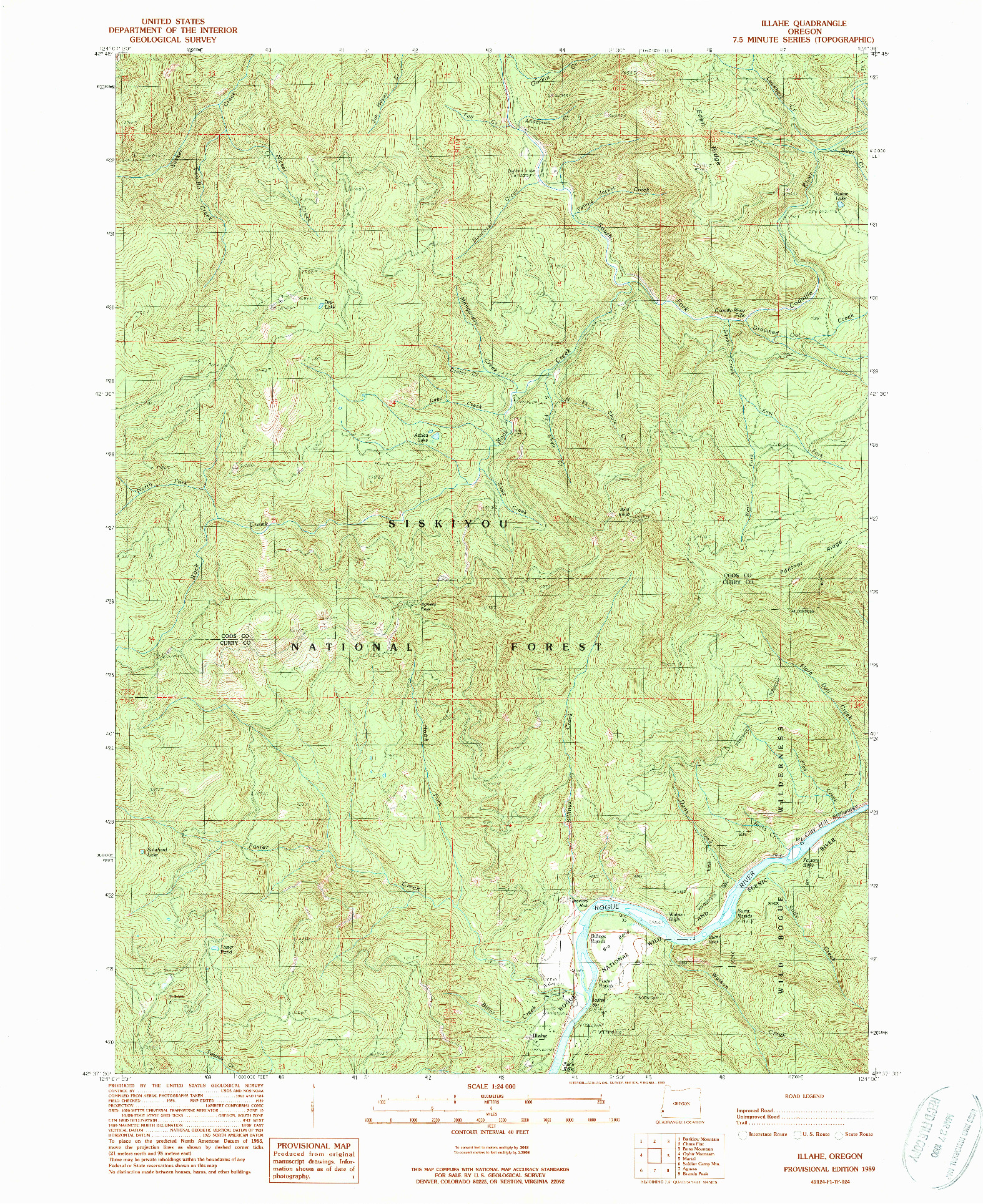 USGS 1:24000-SCALE QUADRANGLE FOR ILLAHE, OR 1989