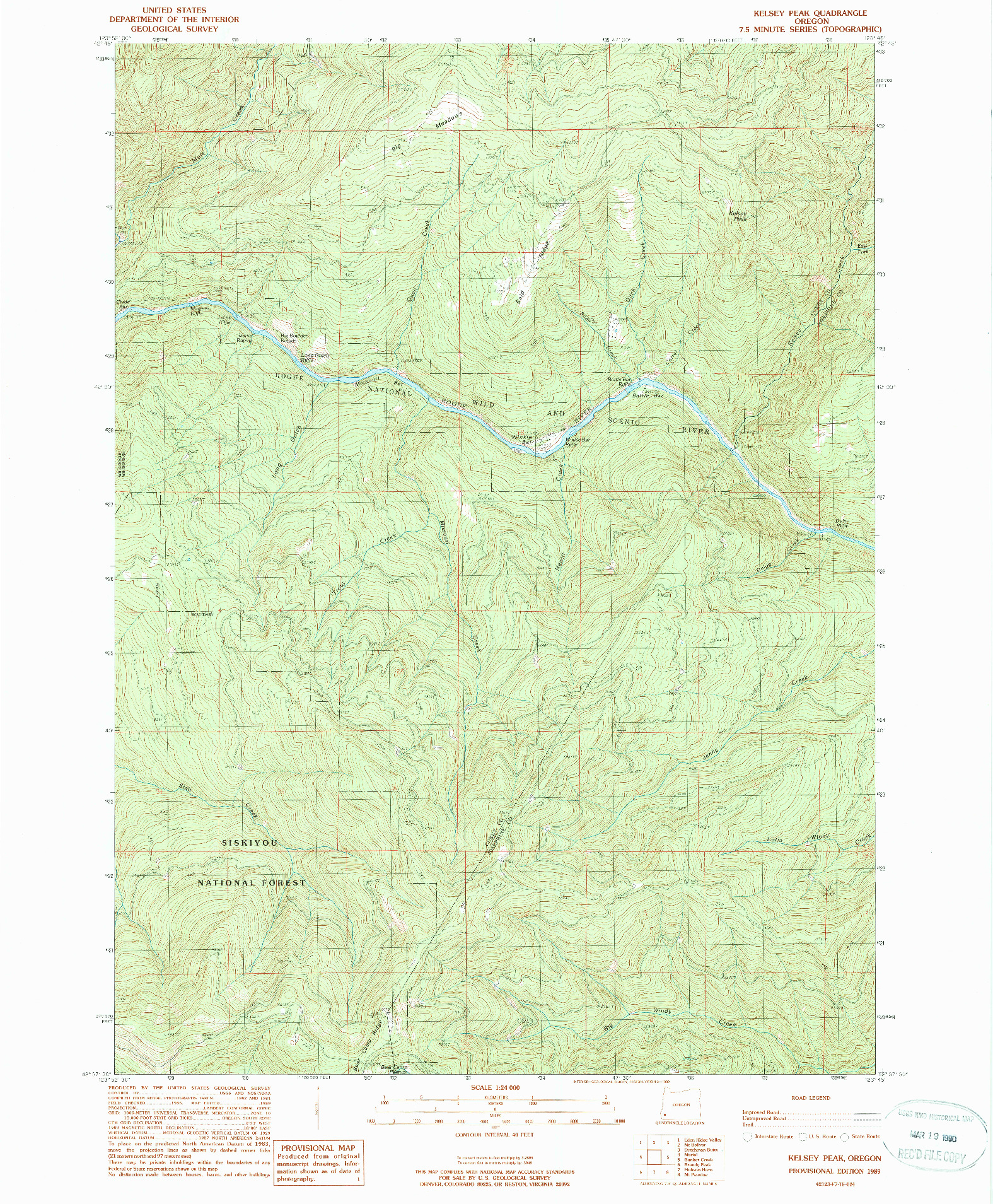 USGS 1:24000-SCALE QUADRANGLE FOR KELSEY PEAK, OR 1989