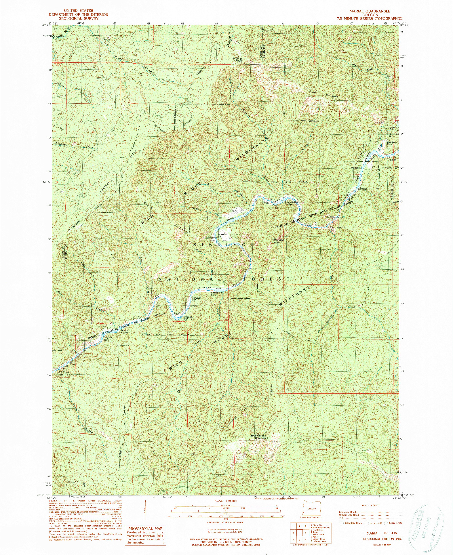 USGS 1:24000-SCALE QUADRANGLE FOR MARIAL, OR 1989