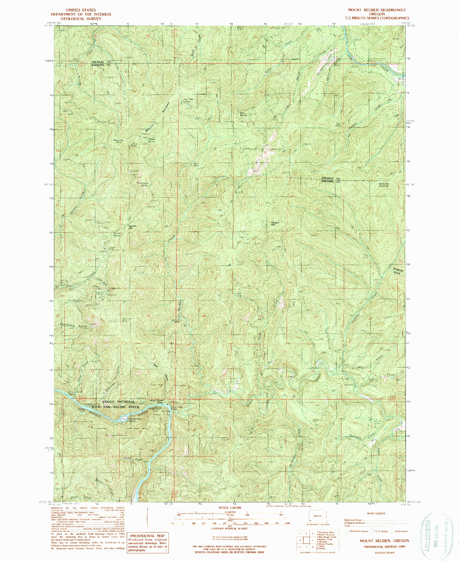 USGS 1:24000-SCALE QUADRANGLE FOR MOUNT REUBEN, OR 1989