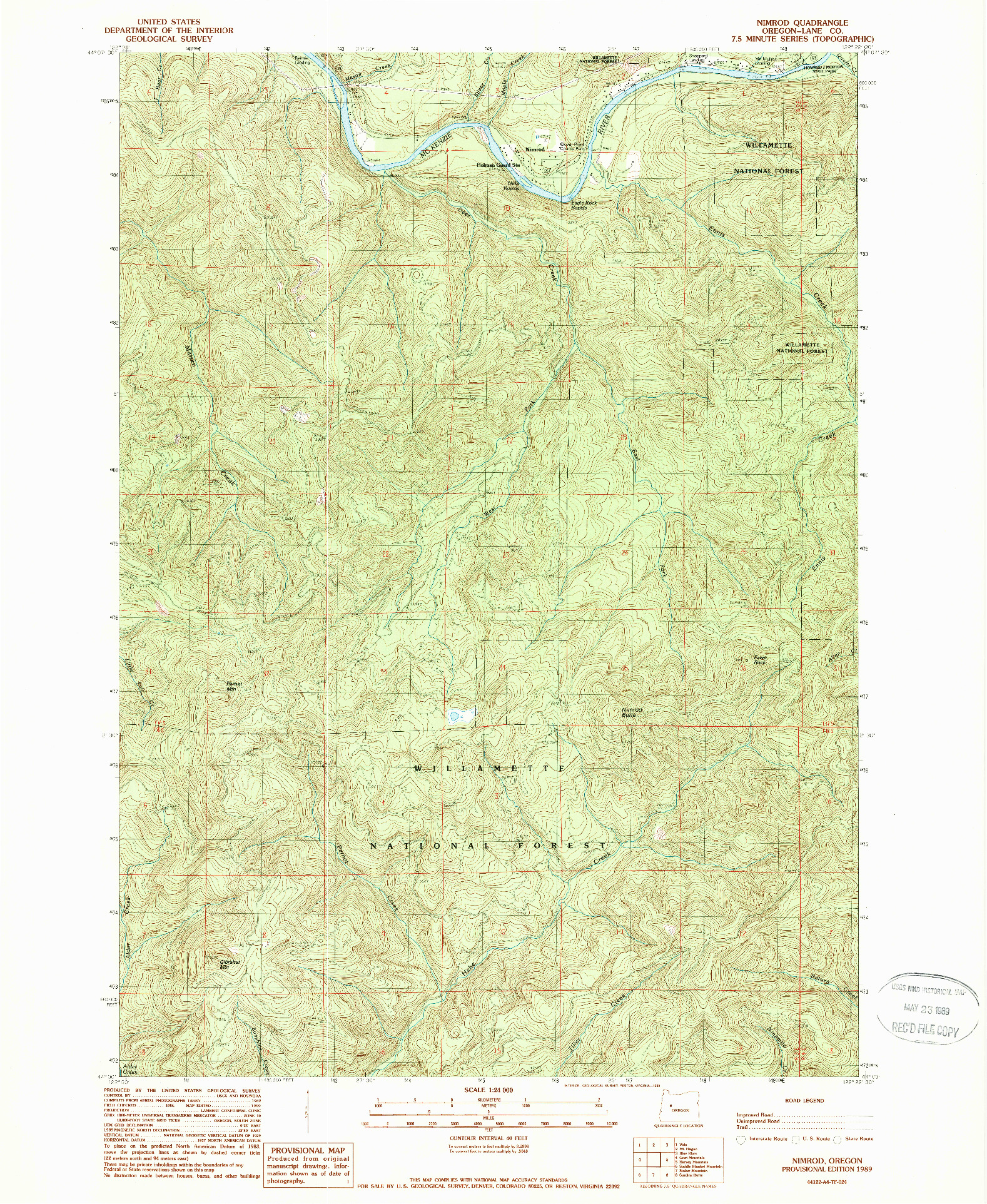 USGS 1:24000-SCALE QUADRANGLE FOR NIMROD, OR 1989