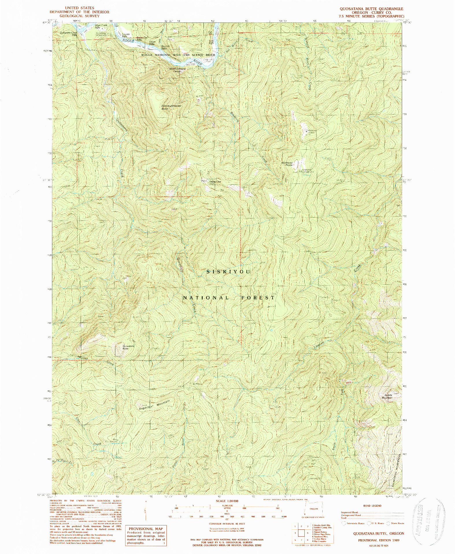 USGS 1:24000-SCALE QUADRANGLE FOR QUOSATANA BUTTE, OR 1989