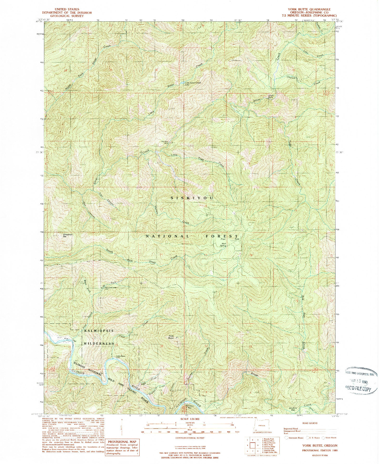 USGS 1:24000-SCALE QUADRANGLE FOR YORK BUTTE, OR 1989