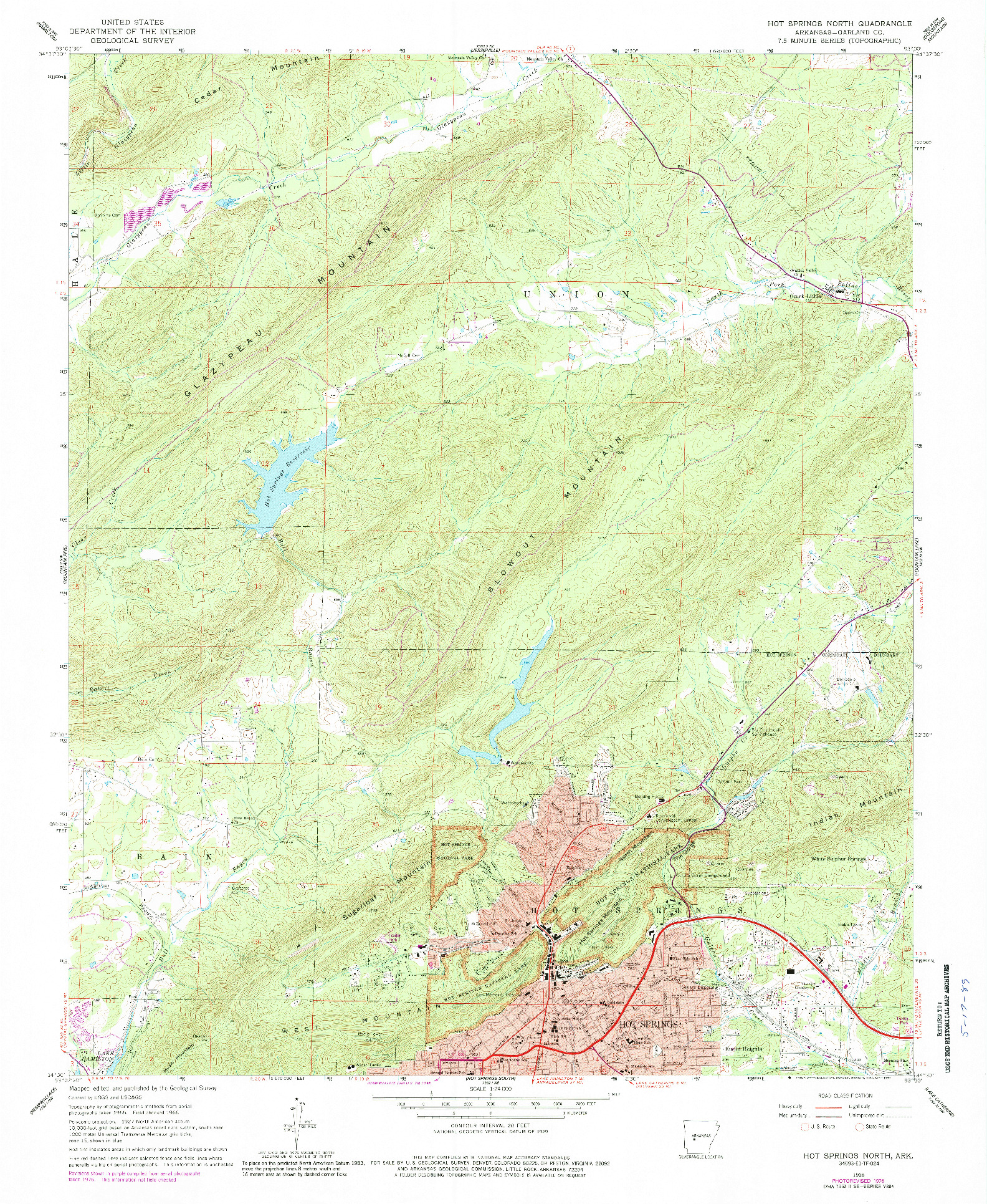 USGS 1:24000-SCALE QUADRANGLE FOR HOT SPRINGS NORTH, AR 1966