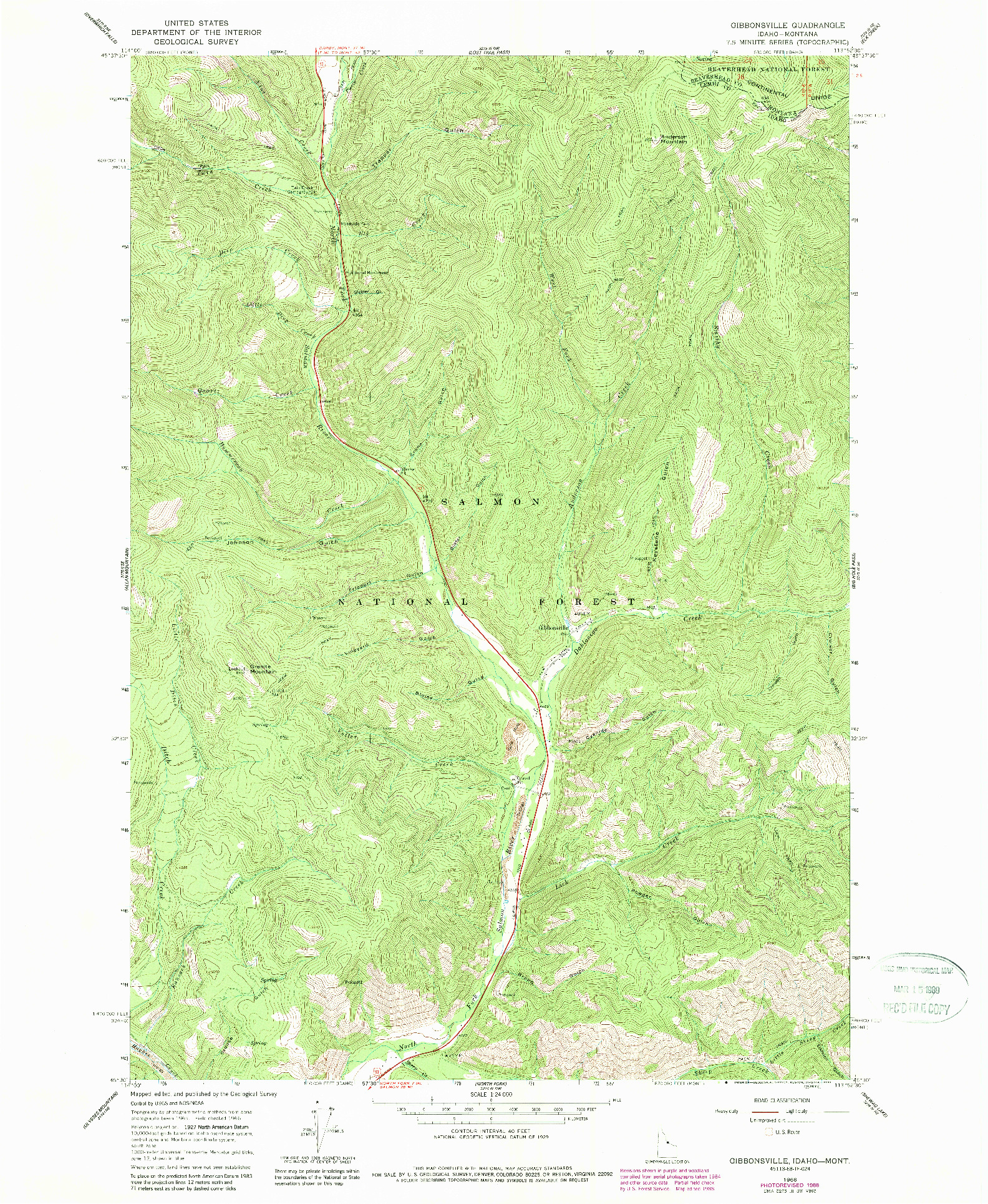 USGS 1:24000-SCALE QUADRANGLE FOR GIBBONSVILLE, ID 1966