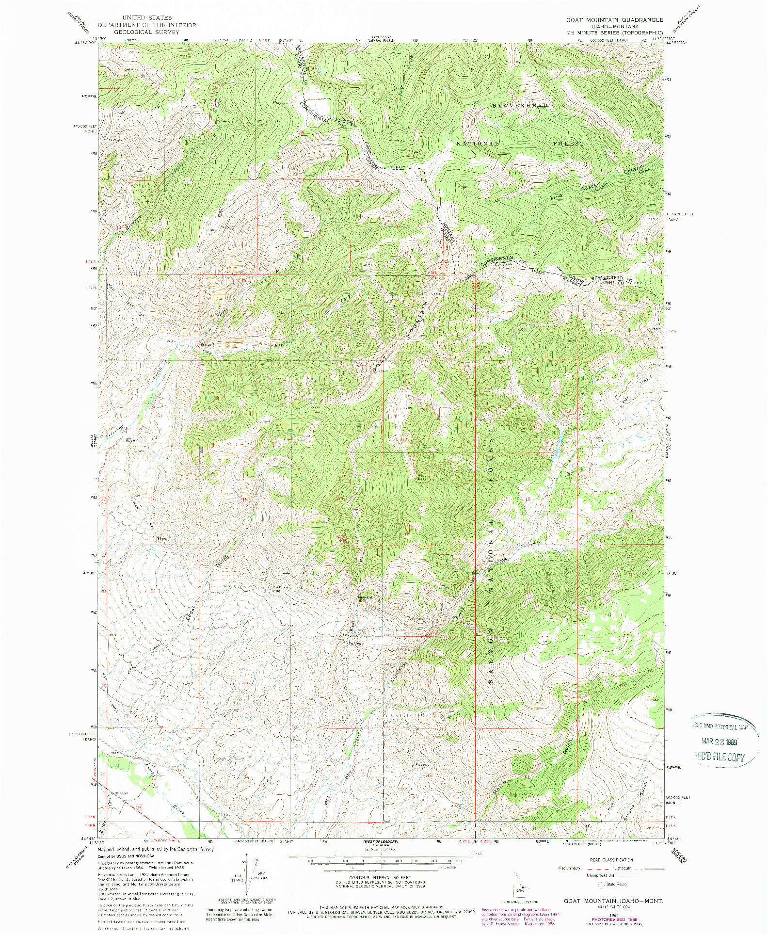 USGS 1:24000-SCALE QUADRANGLE FOR GOAT MOUNTAIN, ID 1965