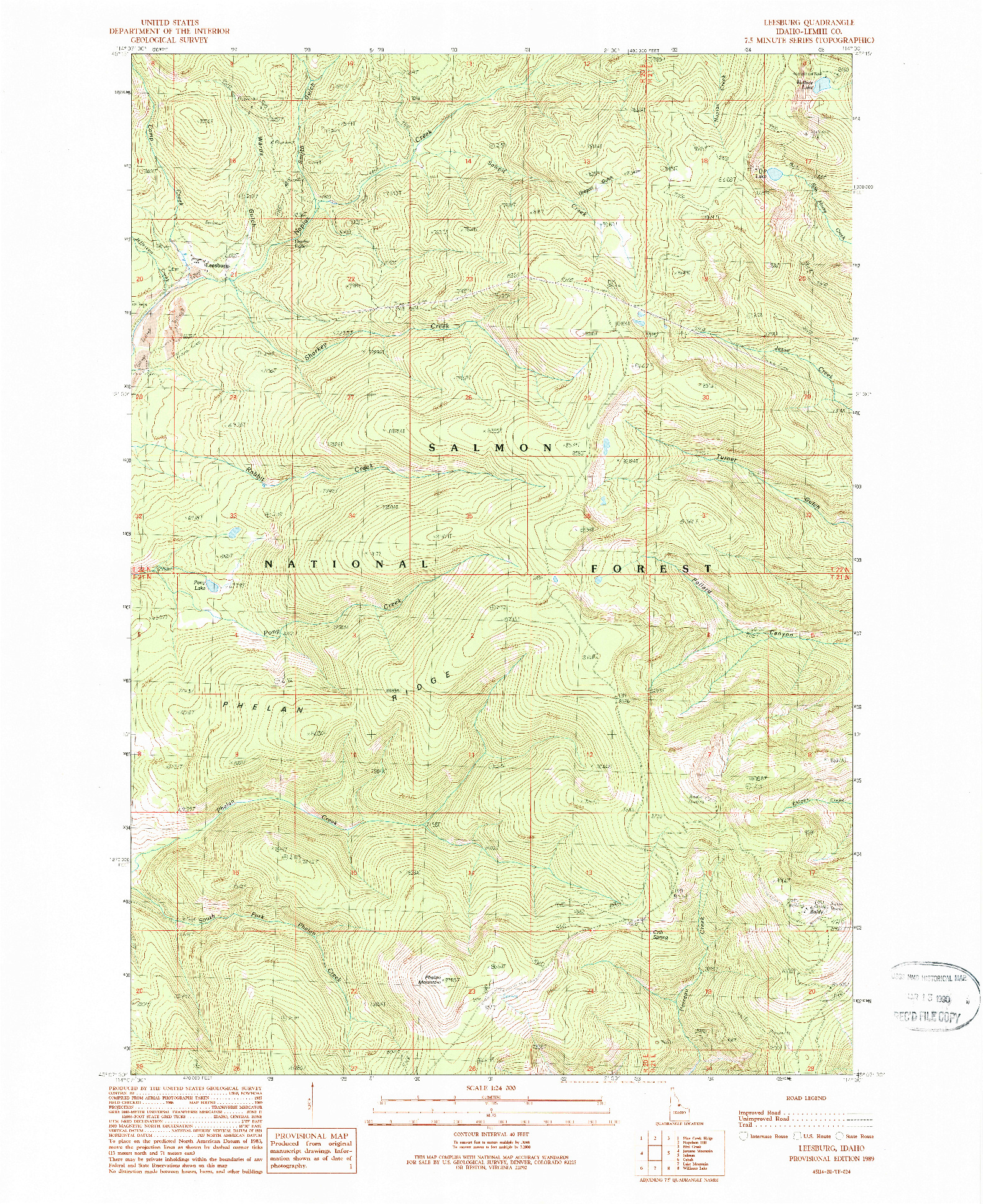 USGS 1:24000-SCALE QUADRANGLE FOR LEESBURG, ID 1989
