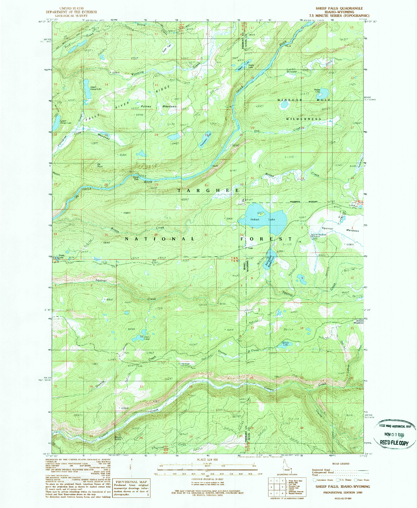 USGS 1:24000-SCALE QUADRANGLE FOR SHEEP FALLS, ID 1989