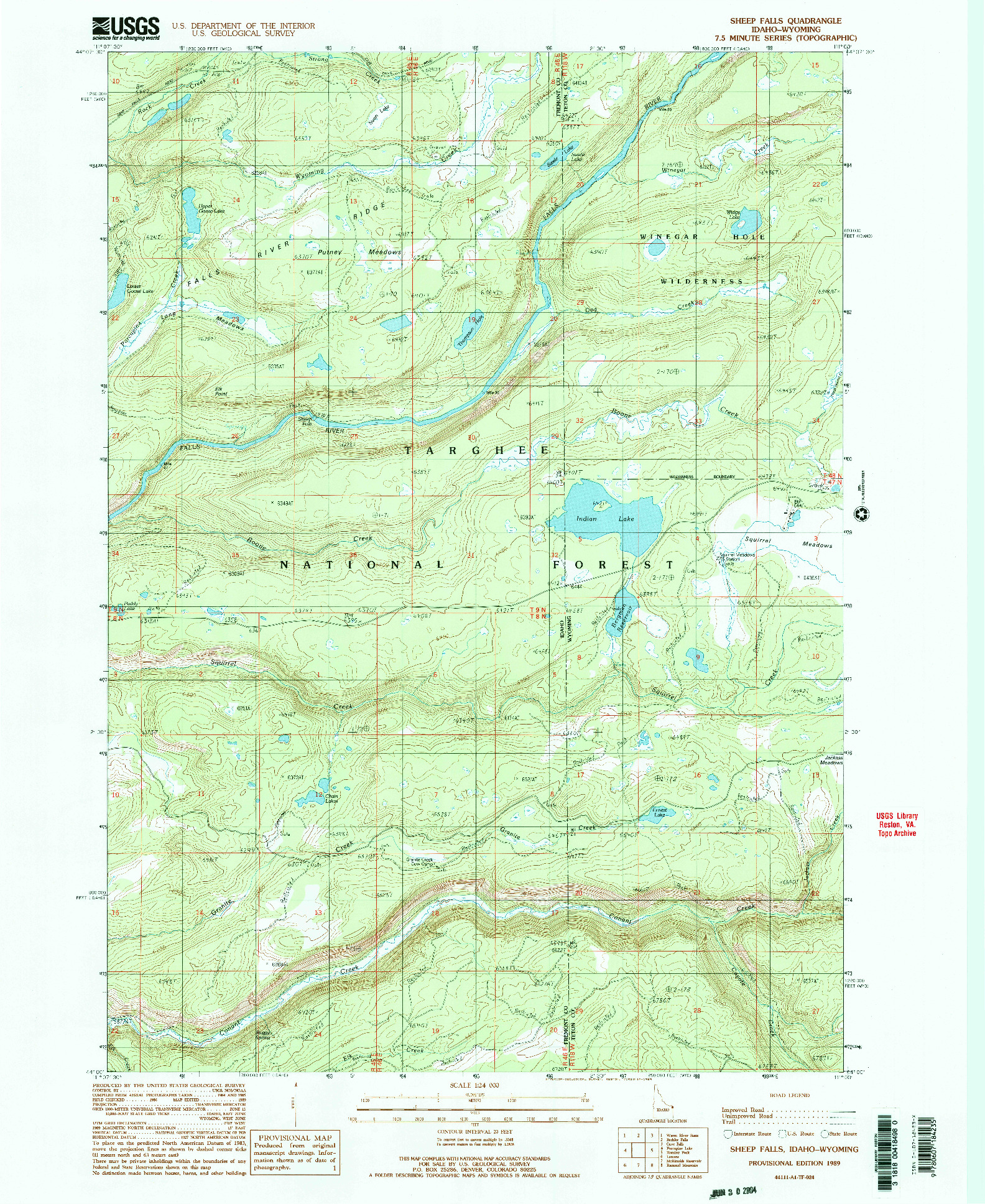 USGS 1:24000-SCALE QUADRANGLE FOR SHEEP FALLS, ID 1989