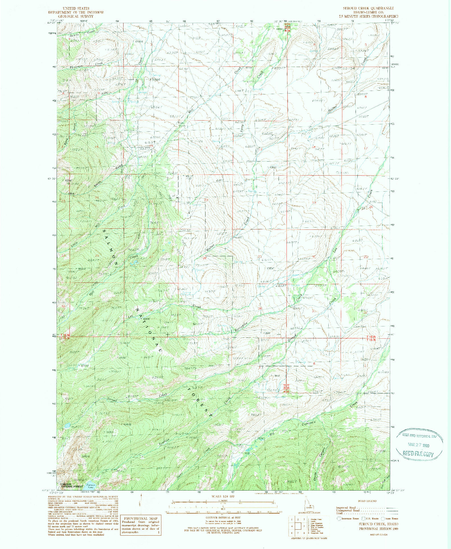 USGS 1:24000-SCALE QUADRANGLE FOR STROUD CREEK, ID 1989