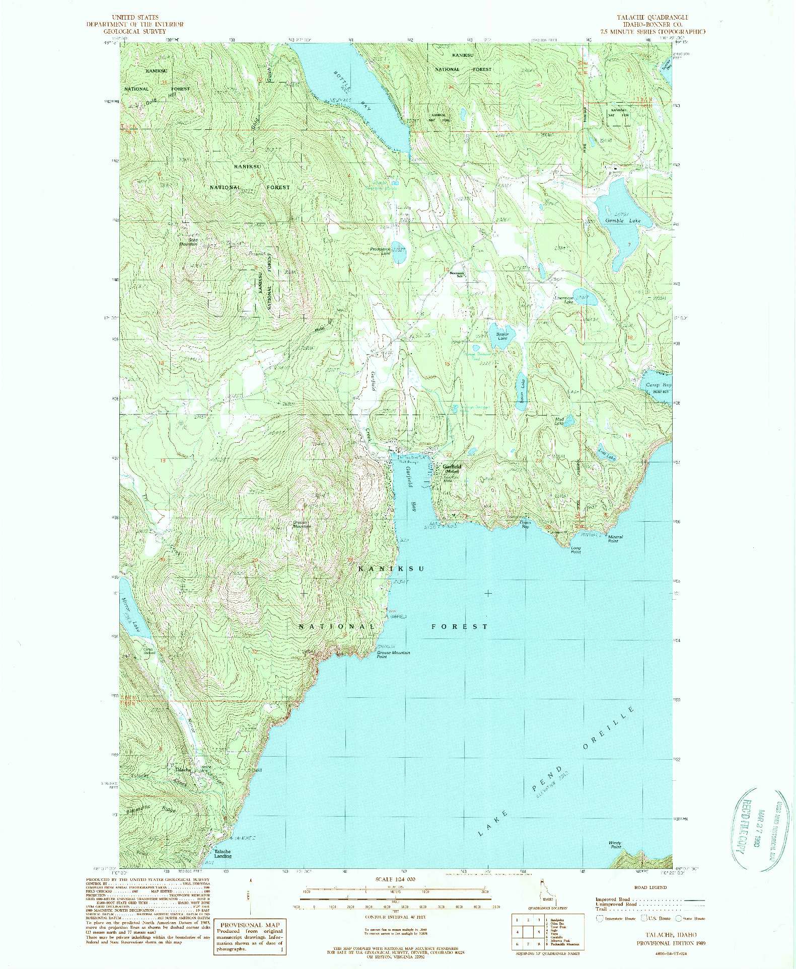 USGS 1:24000-SCALE QUADRANGLE FOR TALACHE, ID 1989