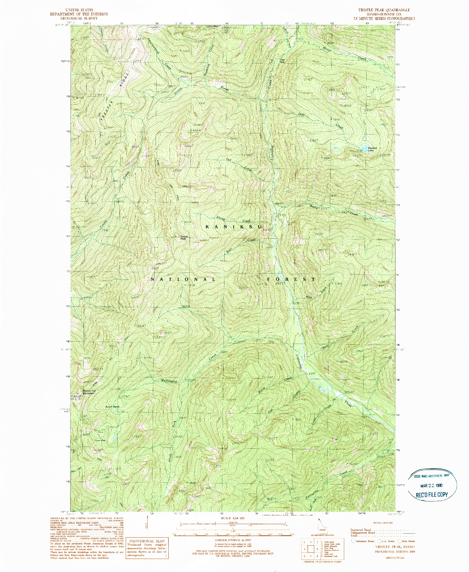 USGS 1:24000-SCALE QUADRANGLE FOR TRESTLE PEAK, ID 1989