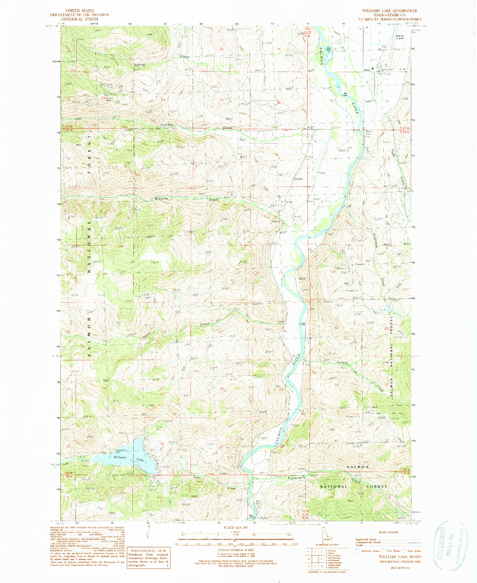 USGS 1:24000-SCALE QUADRANGLE FOR WILLIAMS LAKE, ID 1989