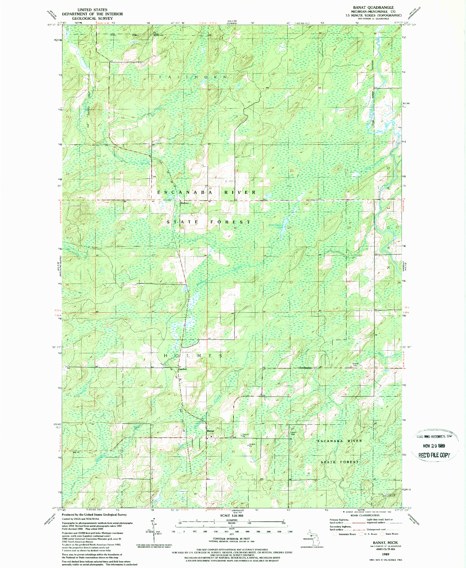 USGS 1:24000-SCALE QUADRANGLE FOR BANAT, MI 1989