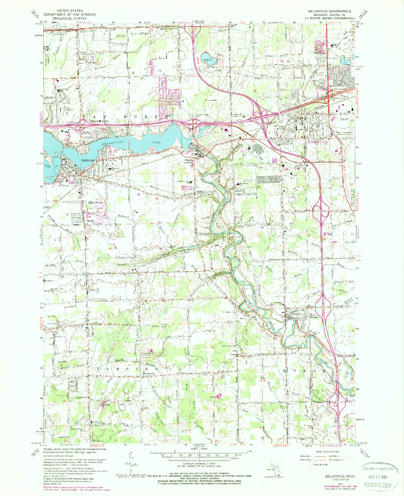 USGS 1:24000-SCALE QUADRANGLE FOR BELLEVILLE, MI 1967