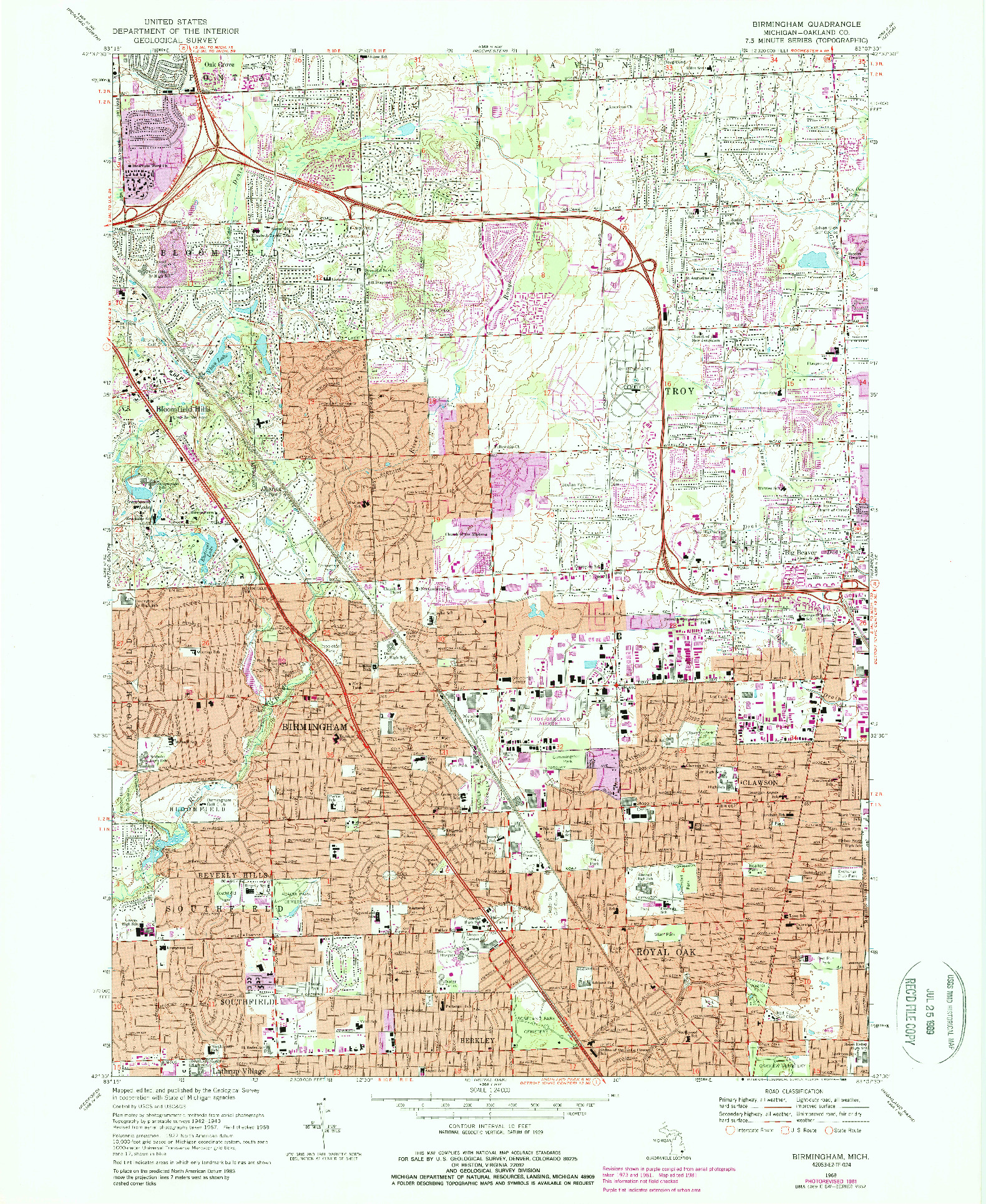 USGS 1:24000-SCALE QUADRANGLE FOR BIRMINGHAM, MI 1981