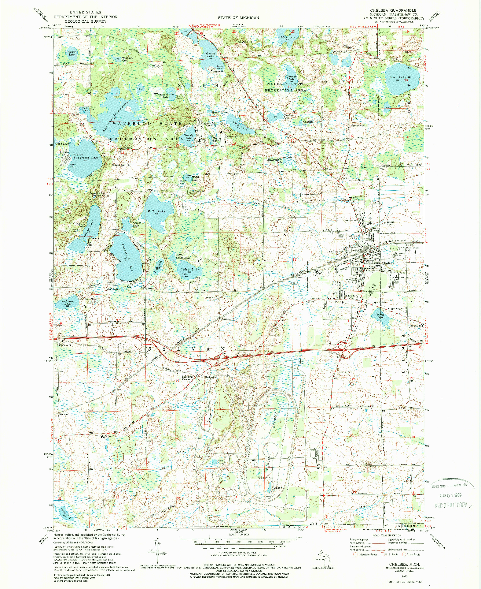 USGS 1:24000-SCALE QUADRANGLE FOR CHELSEA, MI 1973