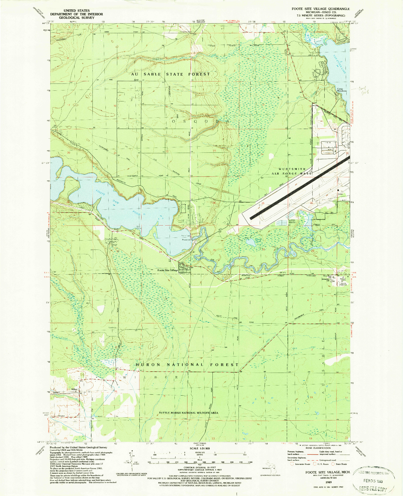 USGS 1:24000-SCALE QUADRANGLE FOR FOOTE SITE VILLAGE, MI 1989
